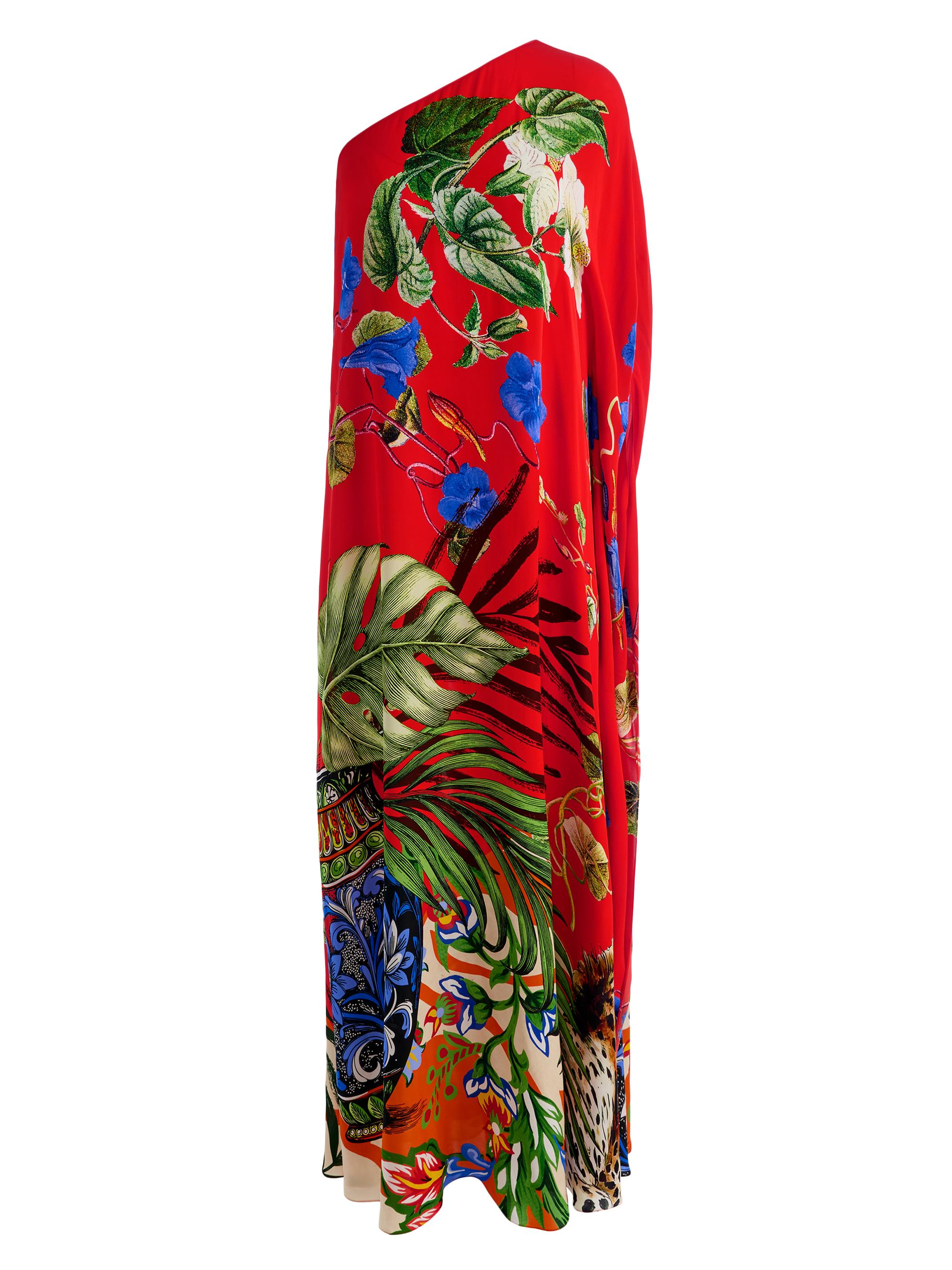 ALICE + OLIVIA Women's Linn Floral One-Shoulder Maxi Dress - Riviera Chili Pepper