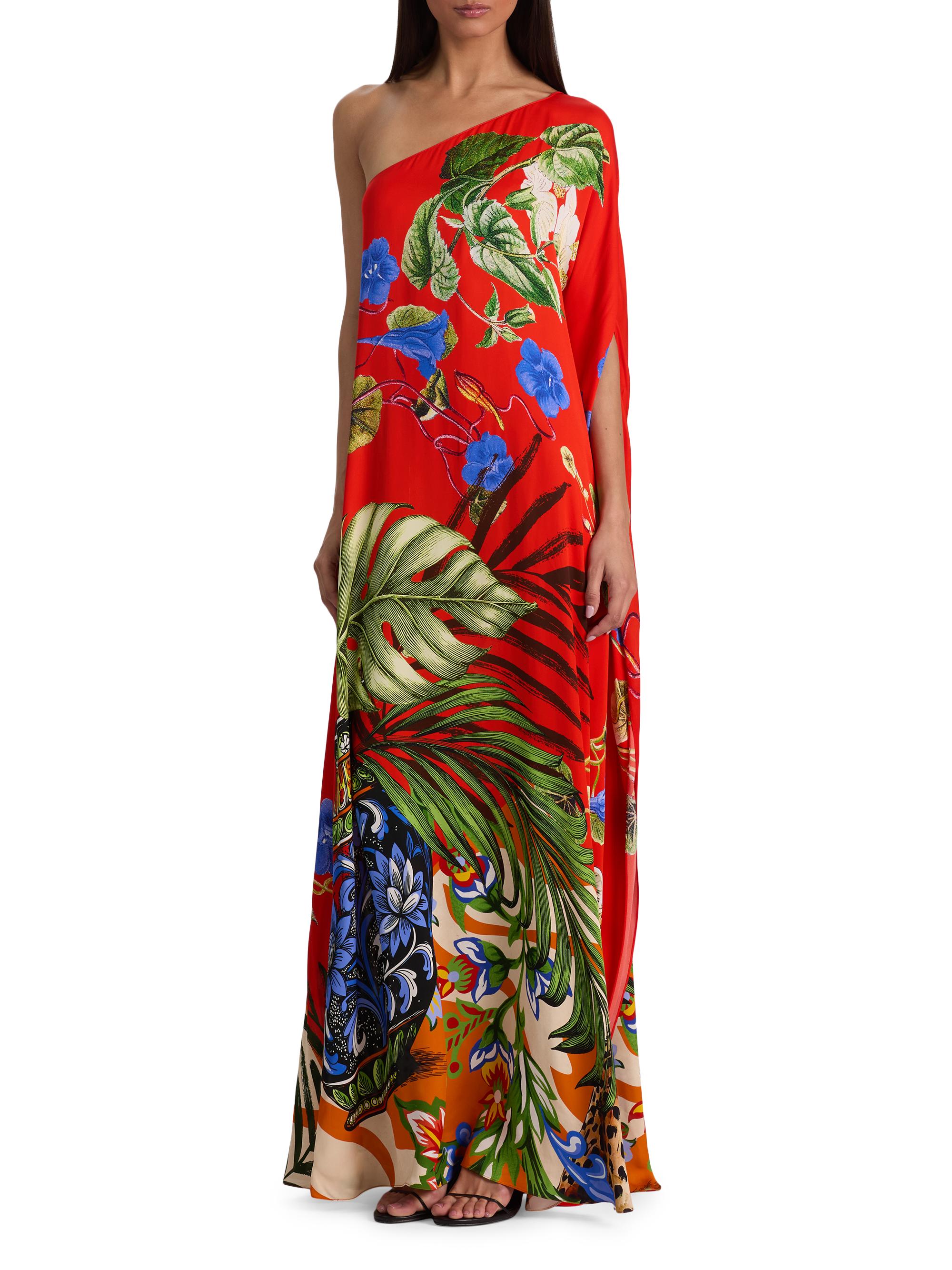 ALICE + OLIVIA Women's Linn Floral One-Shoulder Maxi Dress - Riviera Chili Pepper | Thumbnail 2
