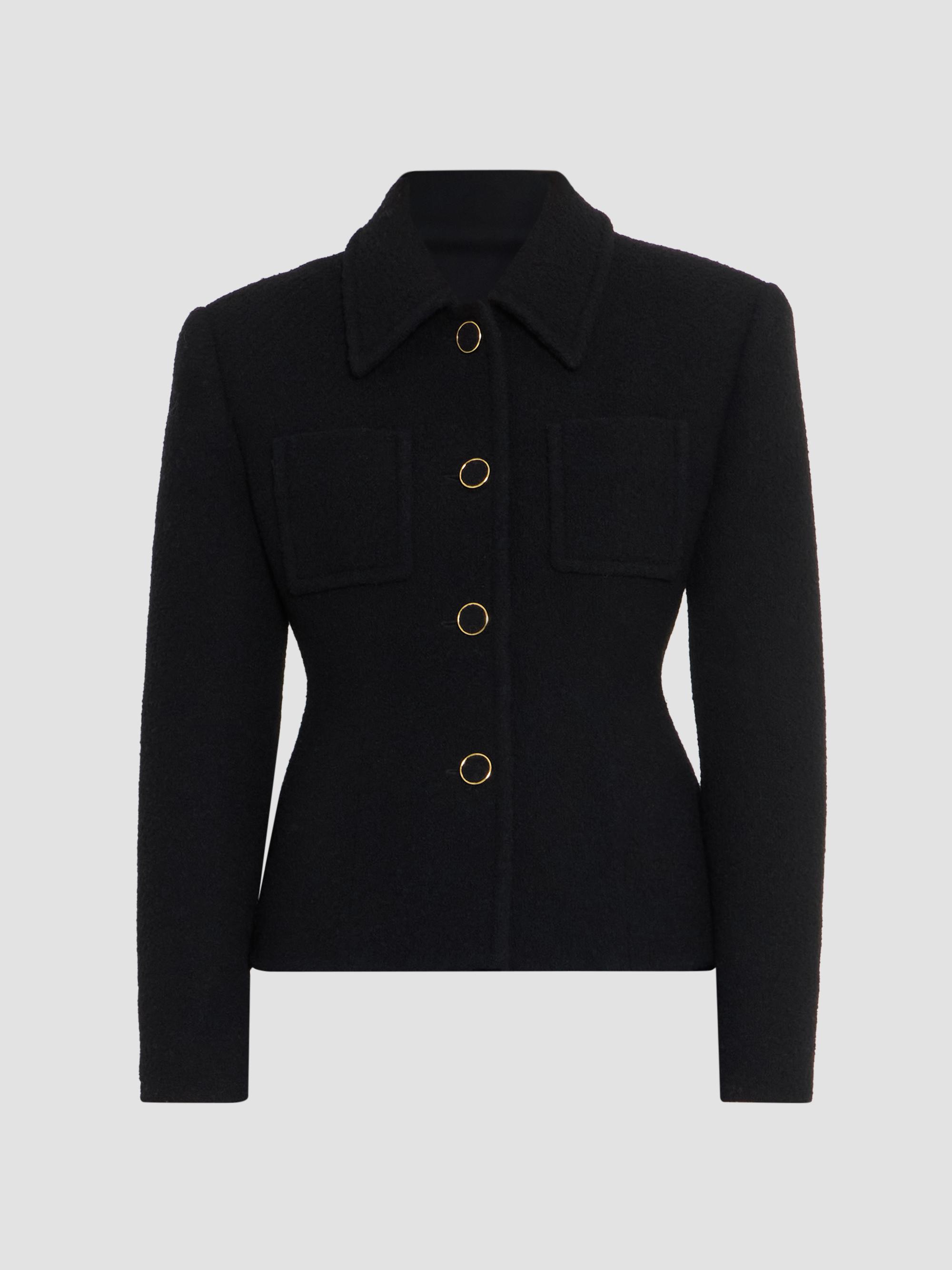 Chloé Women's Wool-Blend Bouclé Tweed Jacket - Black | Thumbnail 6