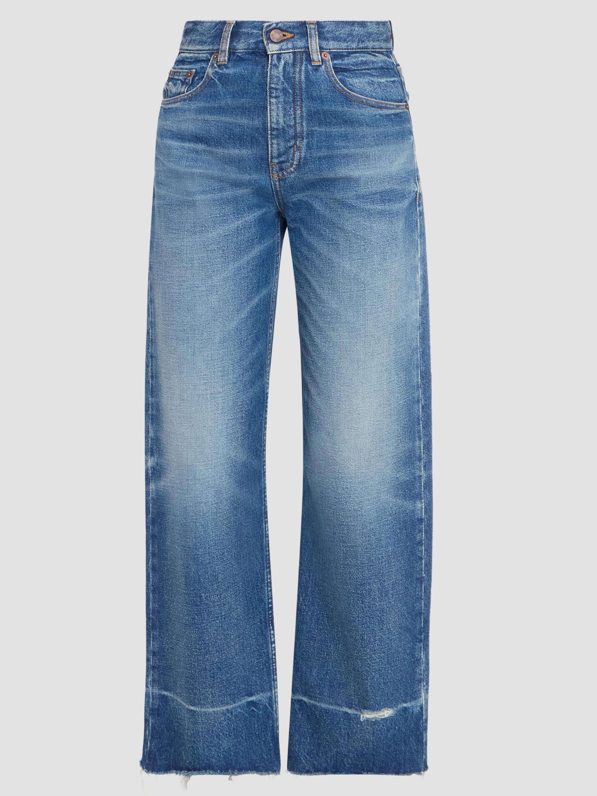 Chloé Women's Cotton Wide-Leg Crop Jeans - Dark Cobalt | Thumbnail 6