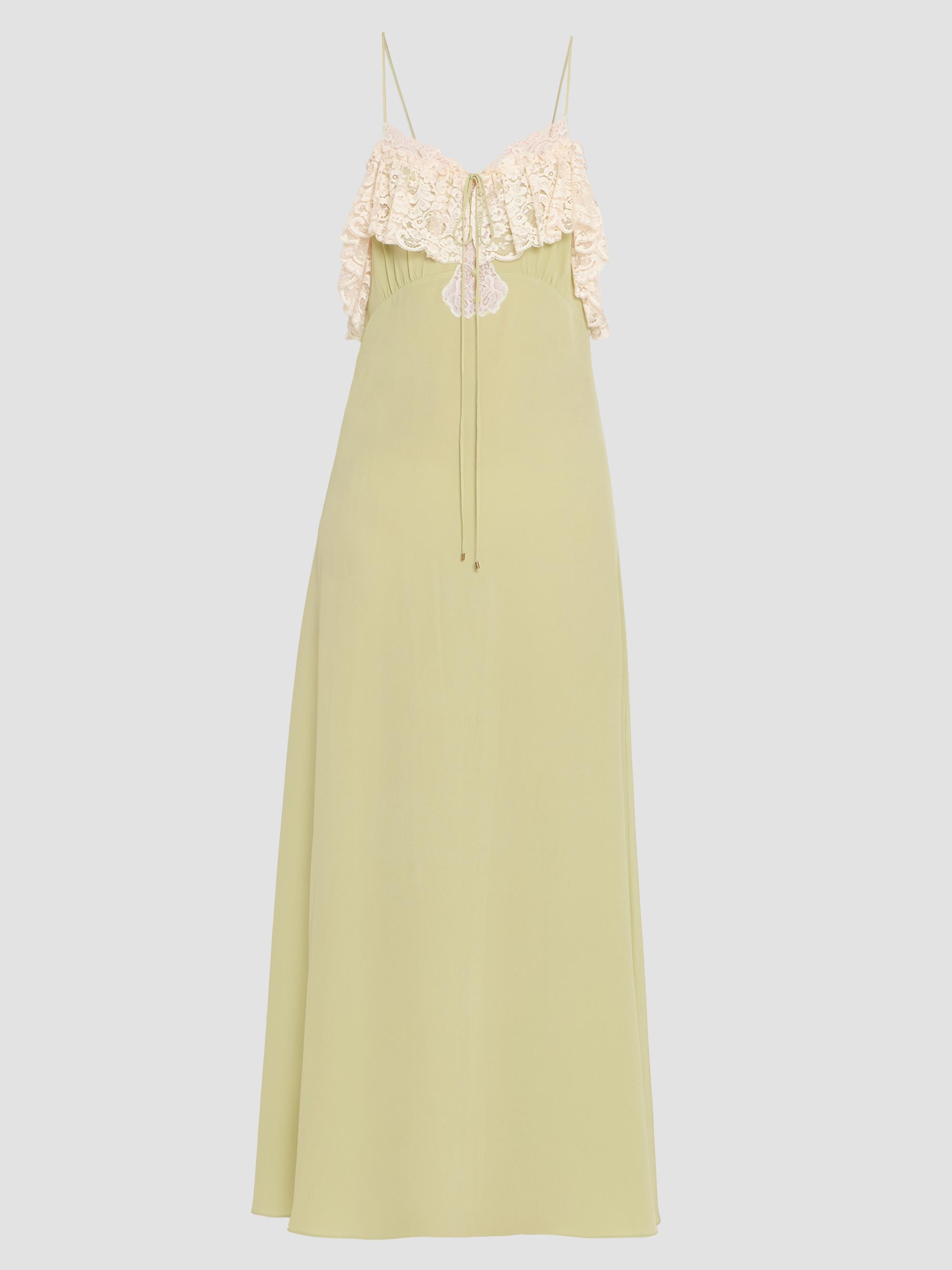 Chloé Women's Lace & Silk Maxi Dress - Dusty Green | Thumbnail 6