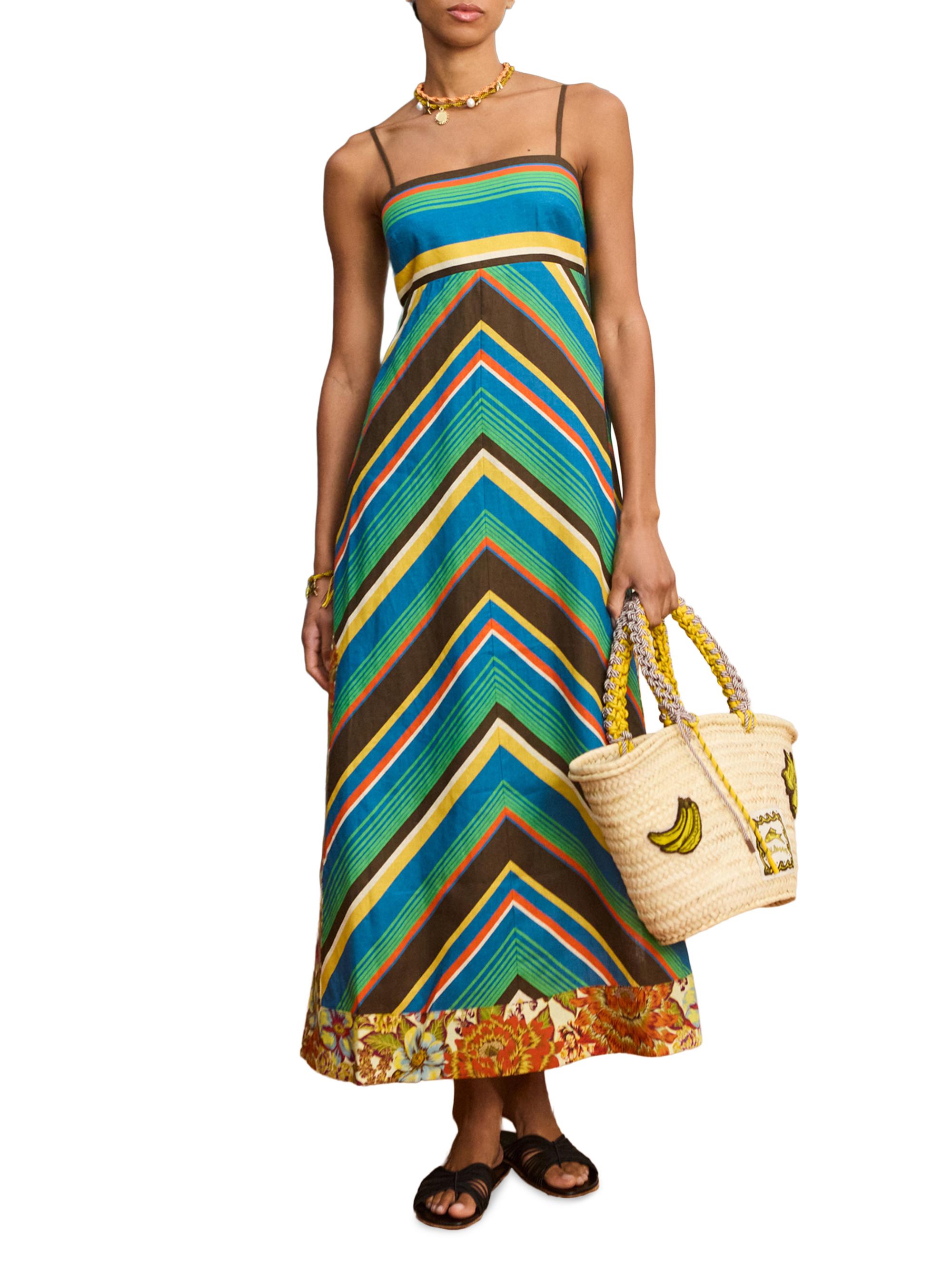ALÉMAIS Women's Charlie Mixed-Print Linen Day Dress | Thumbnail 2