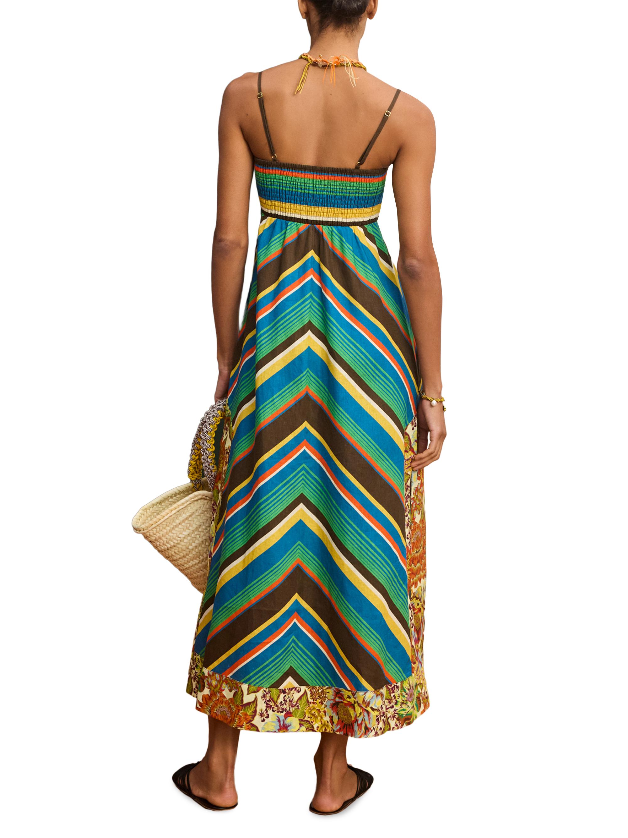 ALÉMAIS Women's Charlie Mixed-Print Linen Day Dress | Thumbnail 4