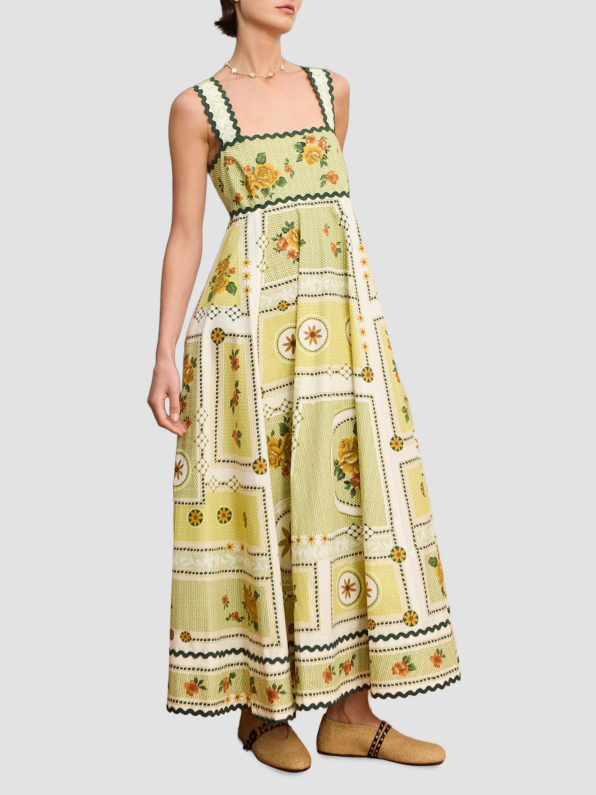 ALÉMAIS Women's Dixie Floral Cotton Summer Maxi Dress - Citrus | Thumbnail 2