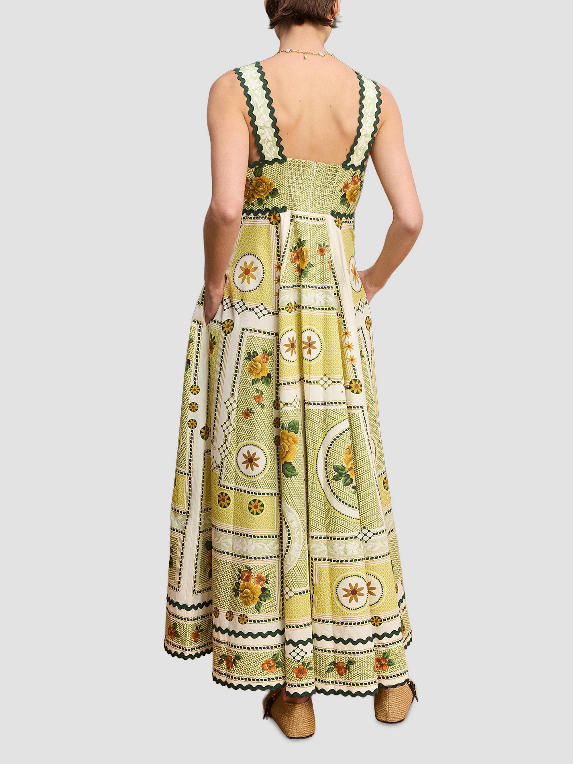 ALÉMAIS Women's Dixie Floral Cotton Summer Maxi Dress - Citrus | Thumbnail 3