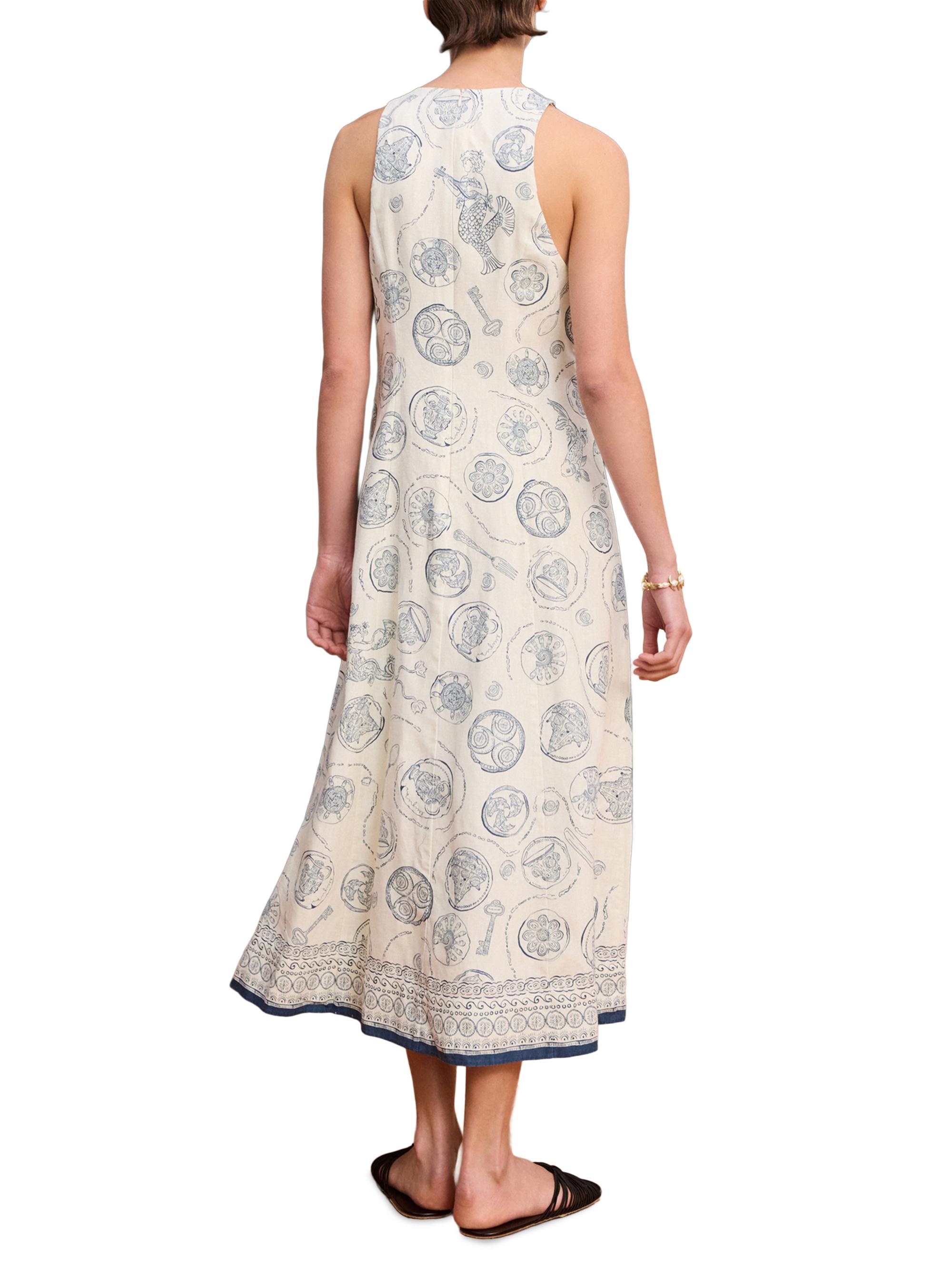 ALÉMAIS Women's Lucky Mixed-Print Linen Lace-Up Midi-Dress - | Thumbnail 4