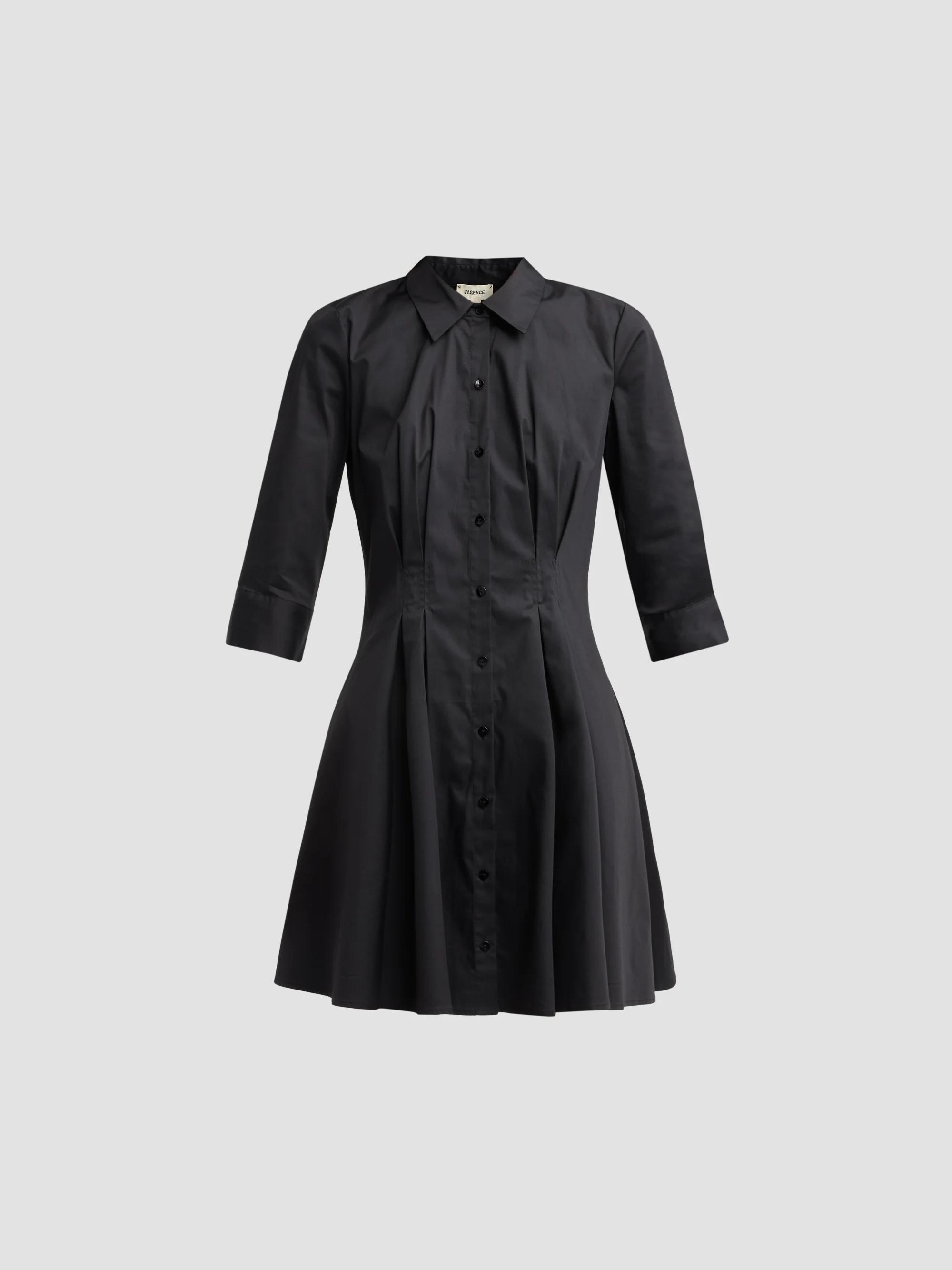 short wedding dress black Black Sheath Long Sleeves Boat Neck Short Wedding Guest Dress, Black / M