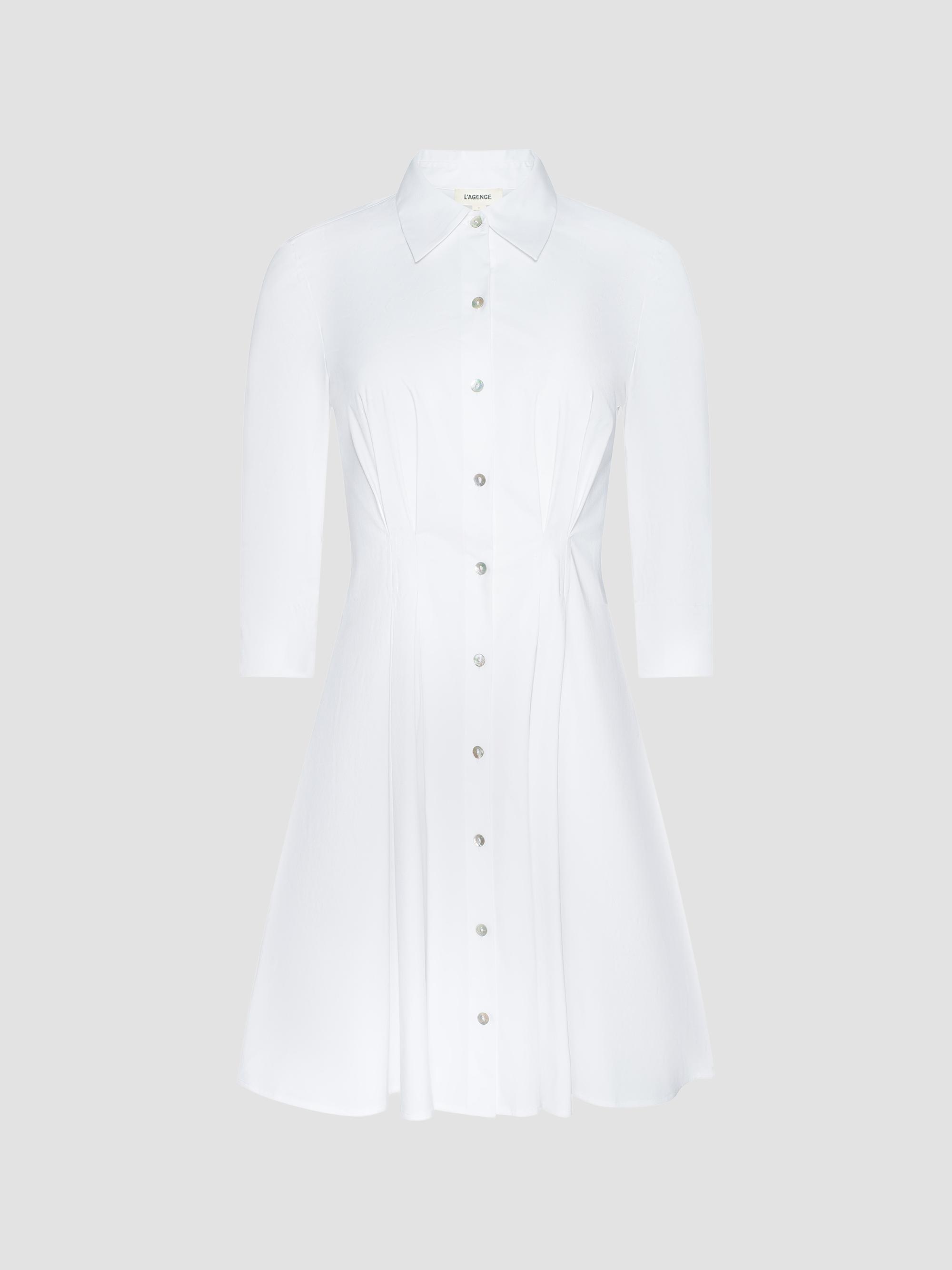 L'AGENCE Women's Journi Pintuck Minidress - White | Thumbnail 7