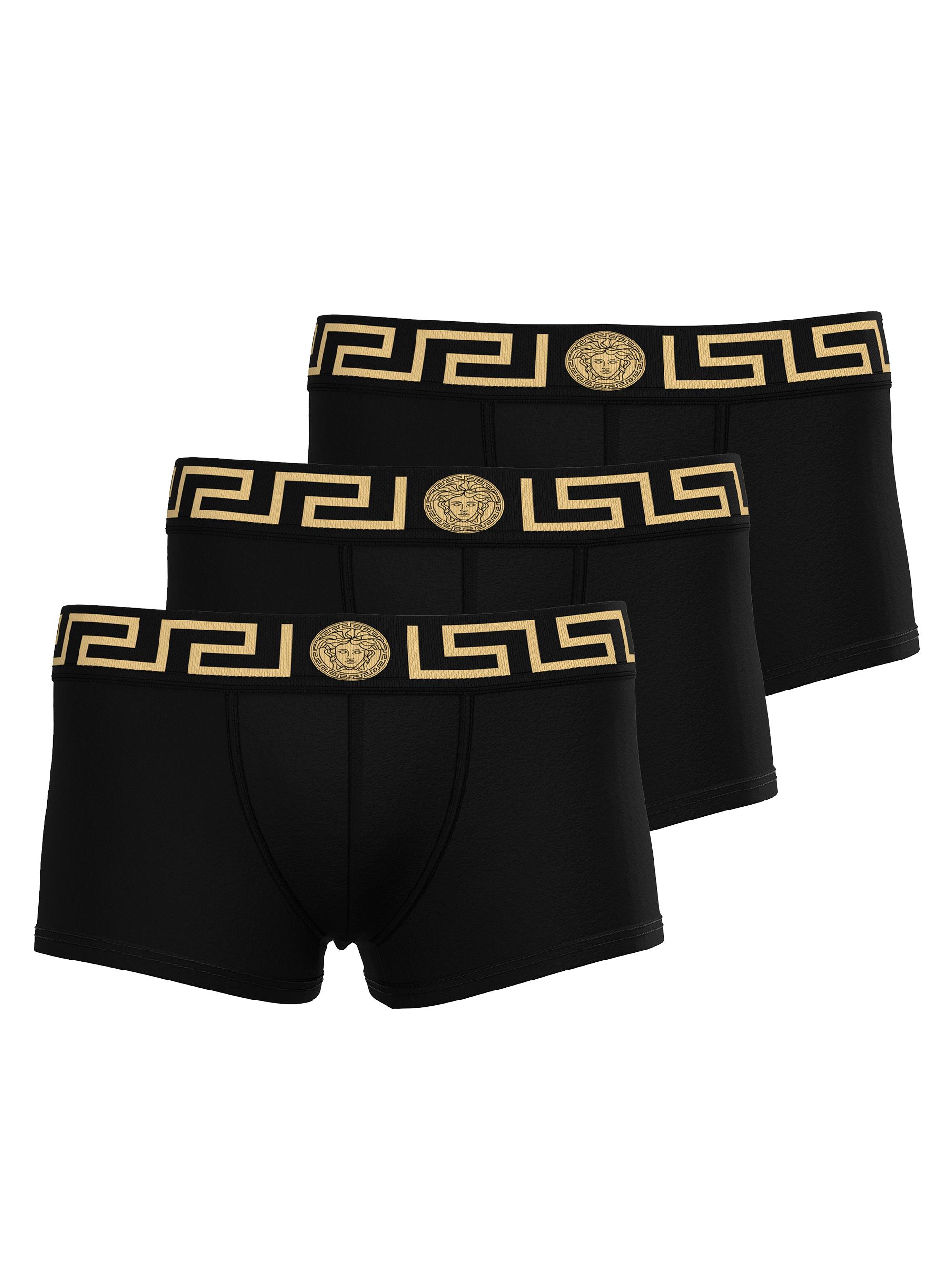 Versace Men's Medusa Key 3-Pack Jersey Mixed Trunk Brief Set - Black Gold Greek Key | Thumbnail 2