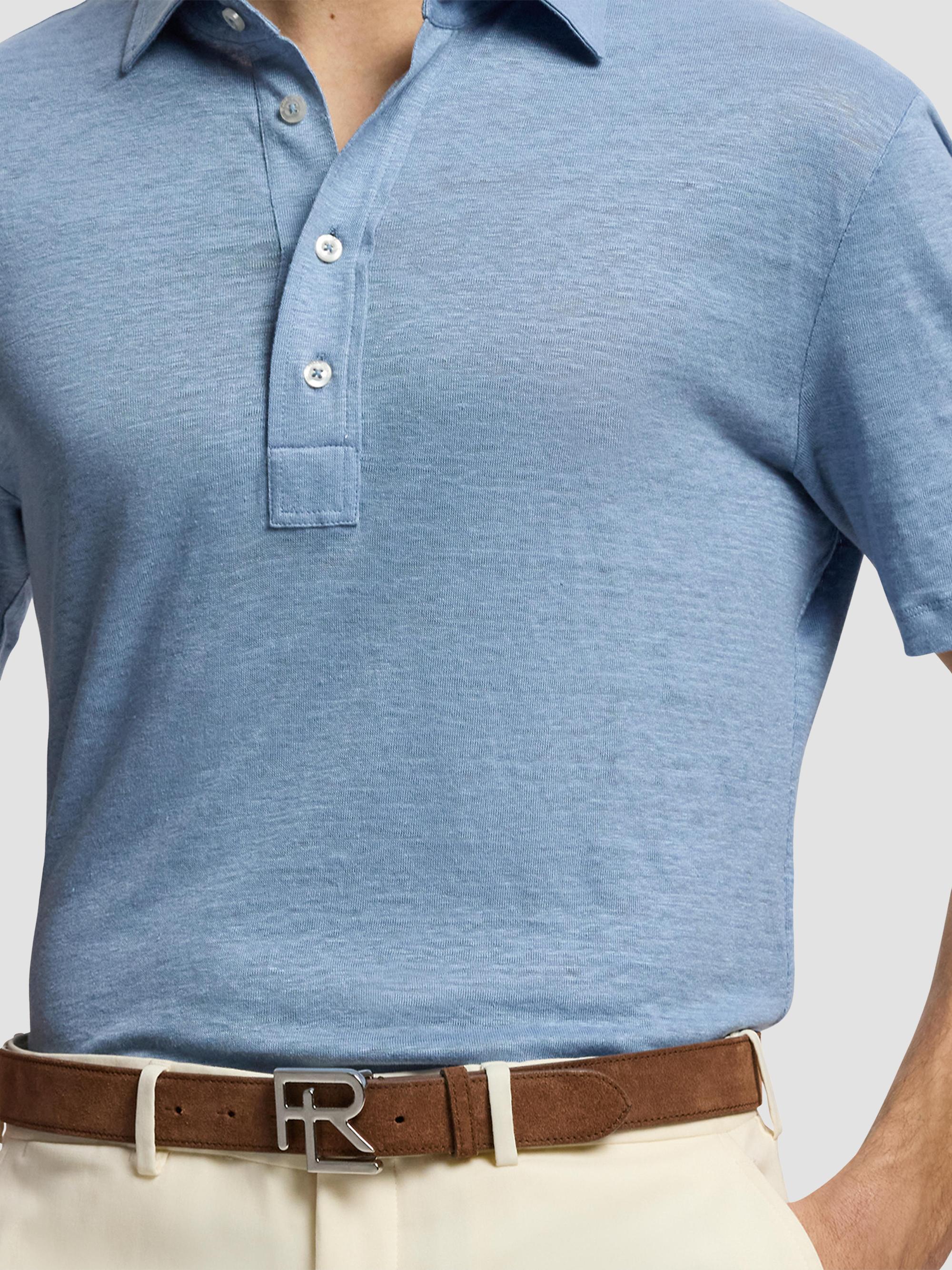 Ralph Lauren Purple Label Men's Stacked R-Buckle Suede Belt - Honey Brown | Thumbnail 2