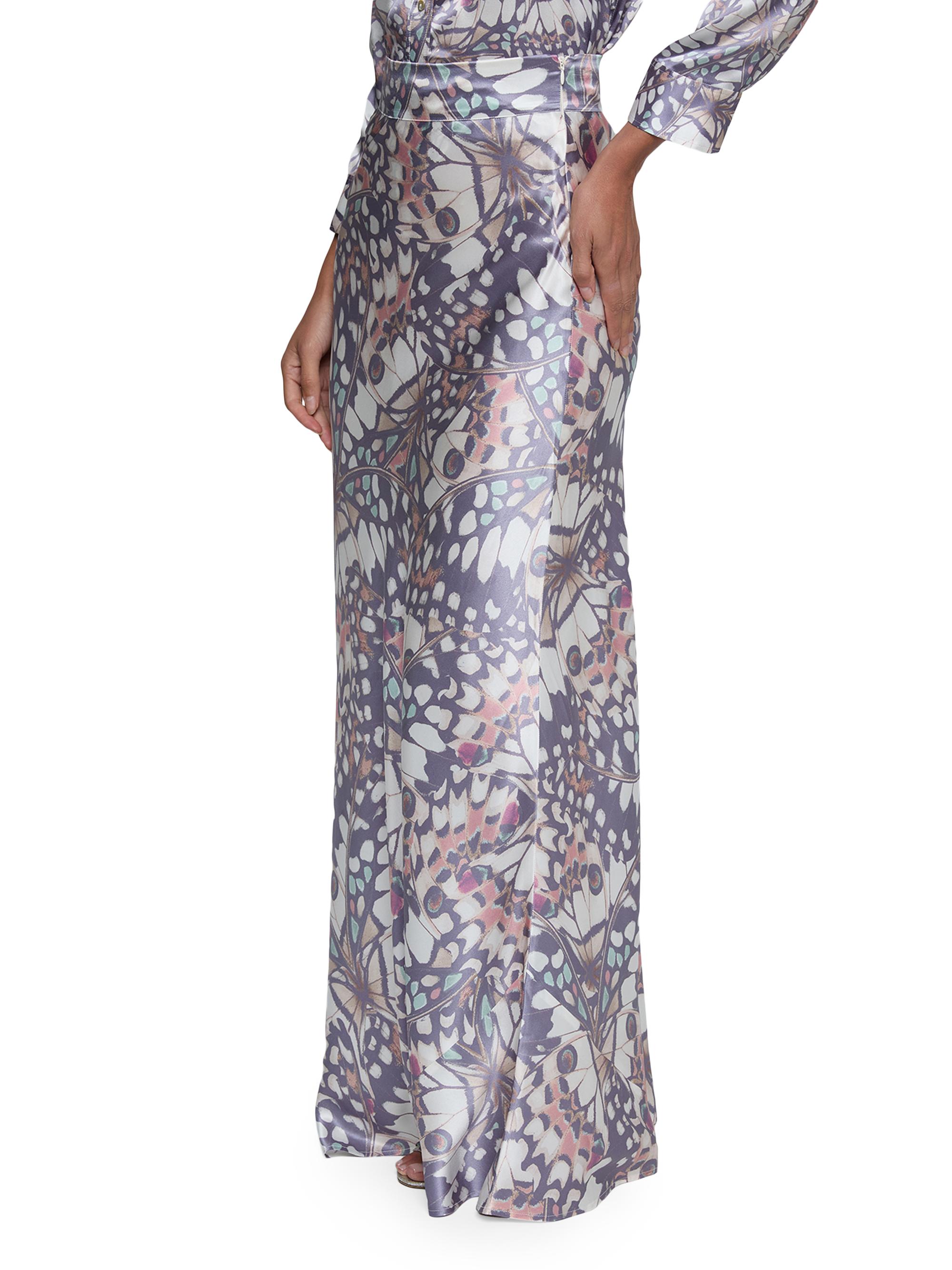 L'AGENCE Women's Ryker Butterfly-Print Silk Maxi Skirt - Multi Butterfly Wing | Thumbnail 4