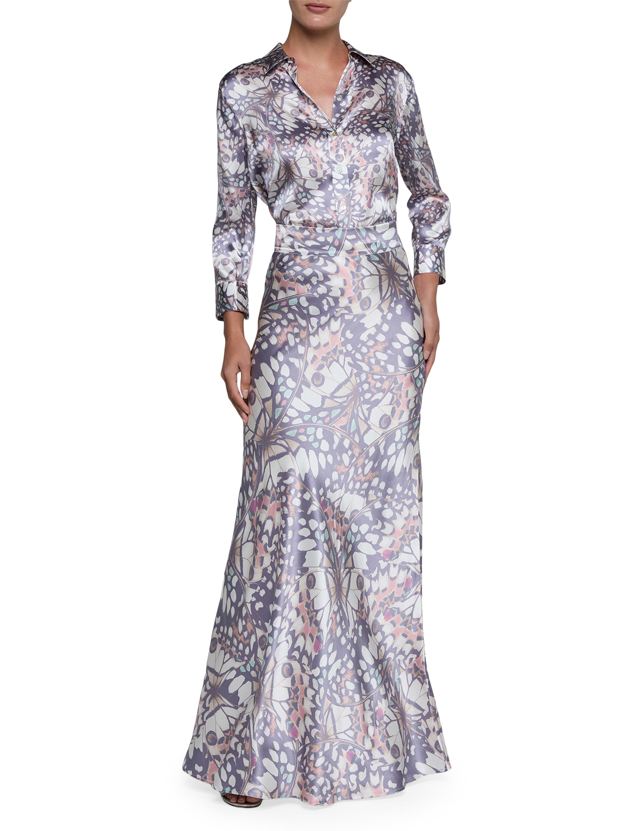 L'AGENCE Women's Ryker Butterfly-Print Silk Maxi Skirt - Multi Butterfly Wing | Thumbnail 2