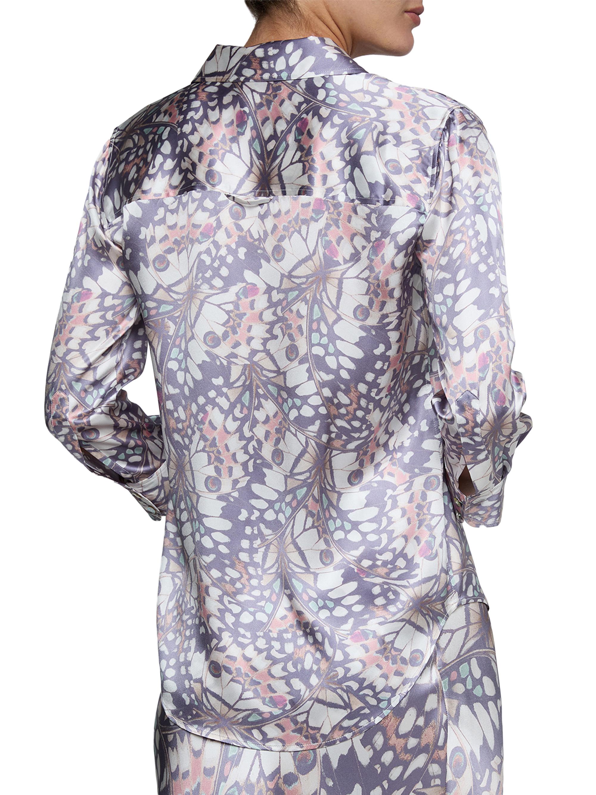 L'AGENCE Women's Dani Butterfly-Print Silk Button-Front Shirt - Multi Butterfly Wing | Thumbnail 5