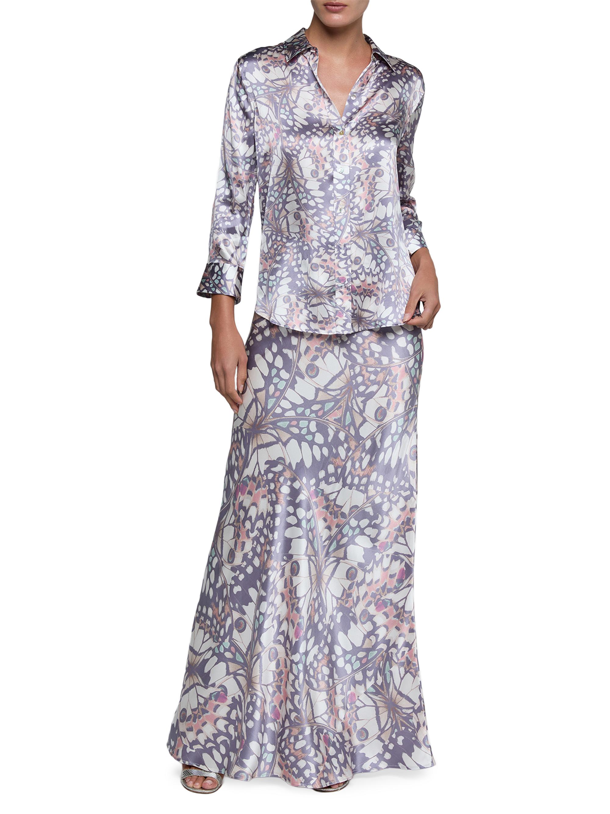 L'AGENCE Women's Dani Butterfly-Print Silk Button-Front Shirt - Multi Butterfly Wing | Thumbnail 2