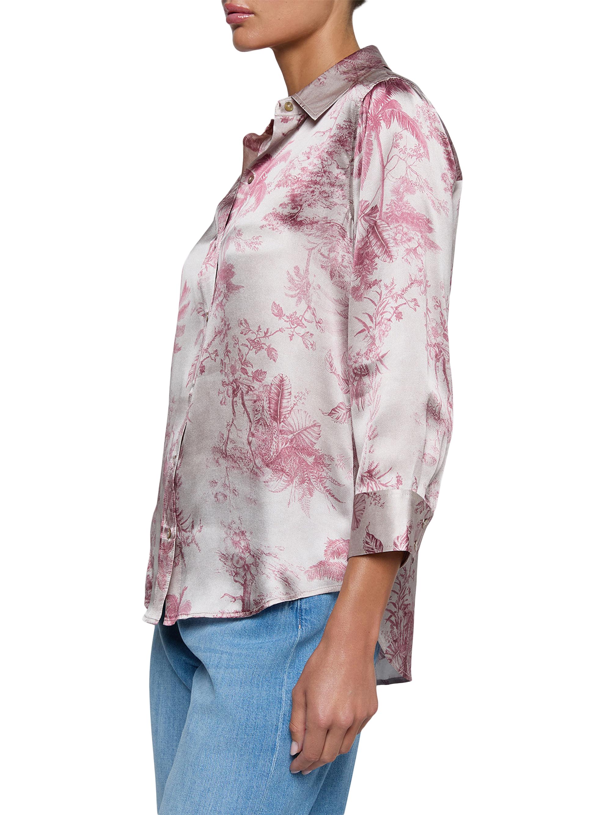 L'AGENCE Women's Dani Toile Silk Shirt - Tan Textured Jungle | Thumbnail 4