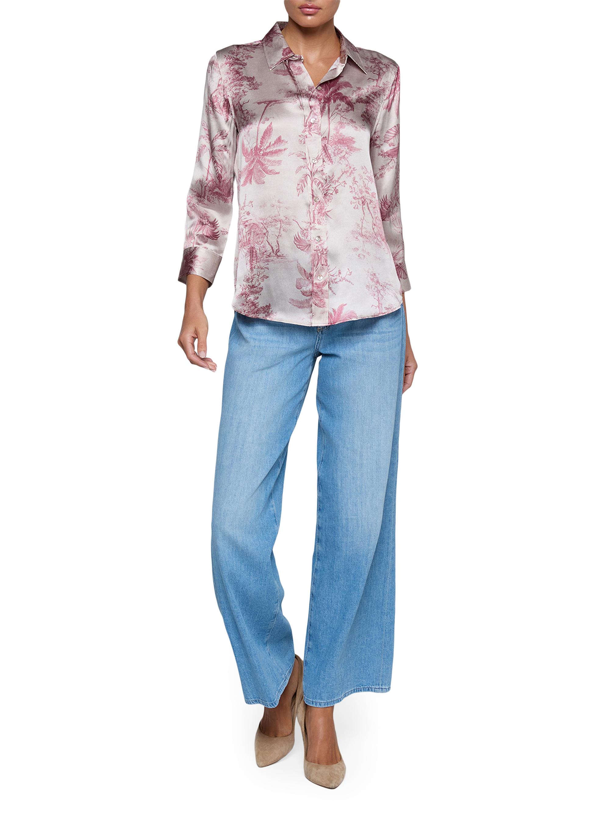 L'AGENCE Women's Dani Toile Silk Shirt - Tan Textured Jungle | Thumbnail 2