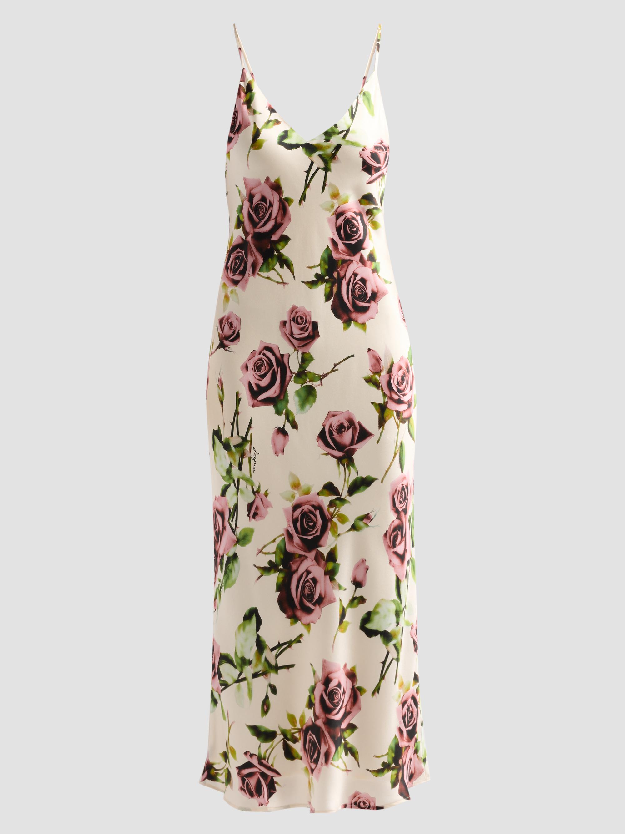 L'AGENCE Women's Seridie Floral Silk Slip Dress - Ecru Romantic Rose