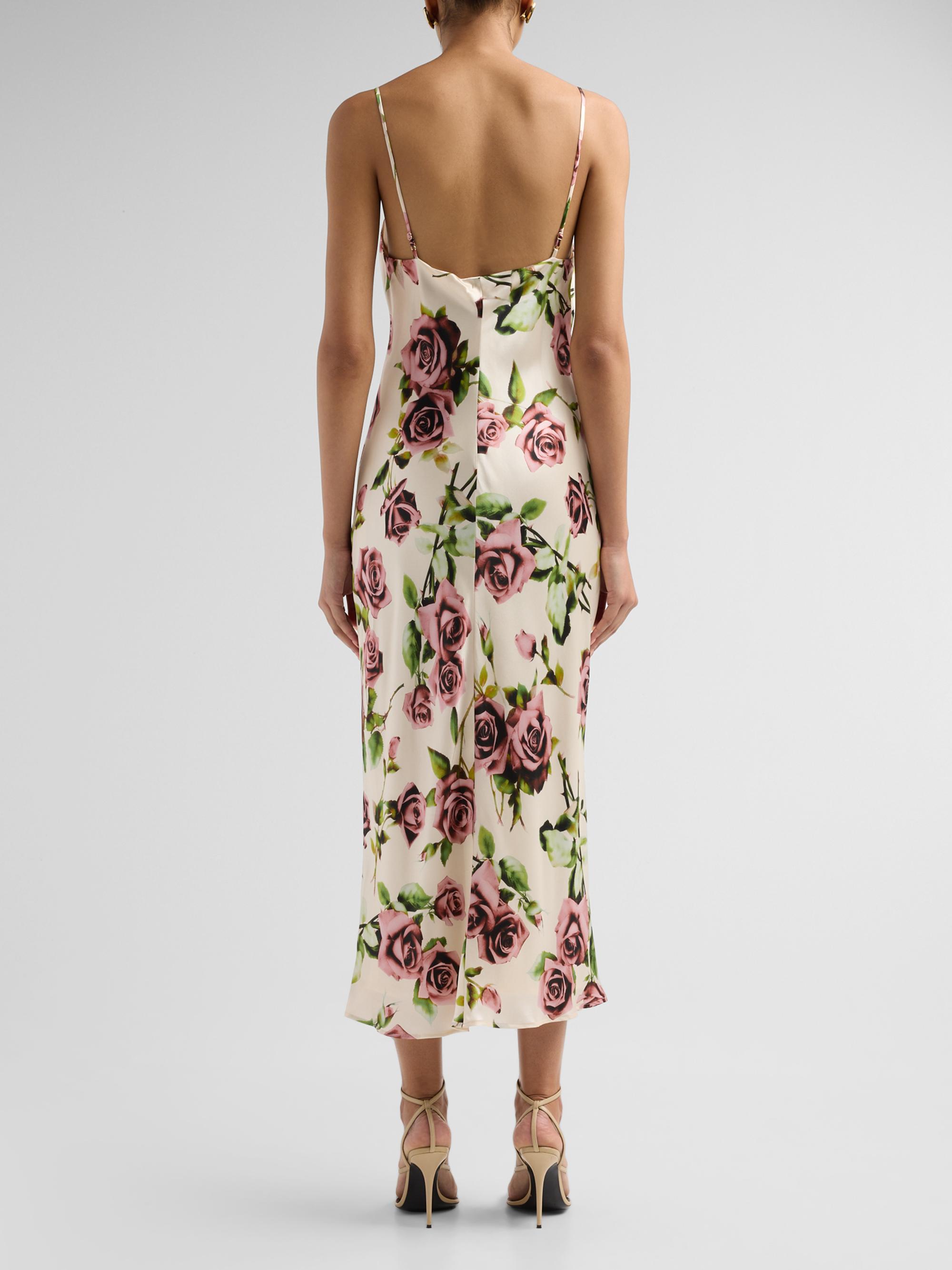 L'AGENCE Women's Seridie Floral Silk Slip Dress - Ecru Romantic Rose | Thumbnail 3