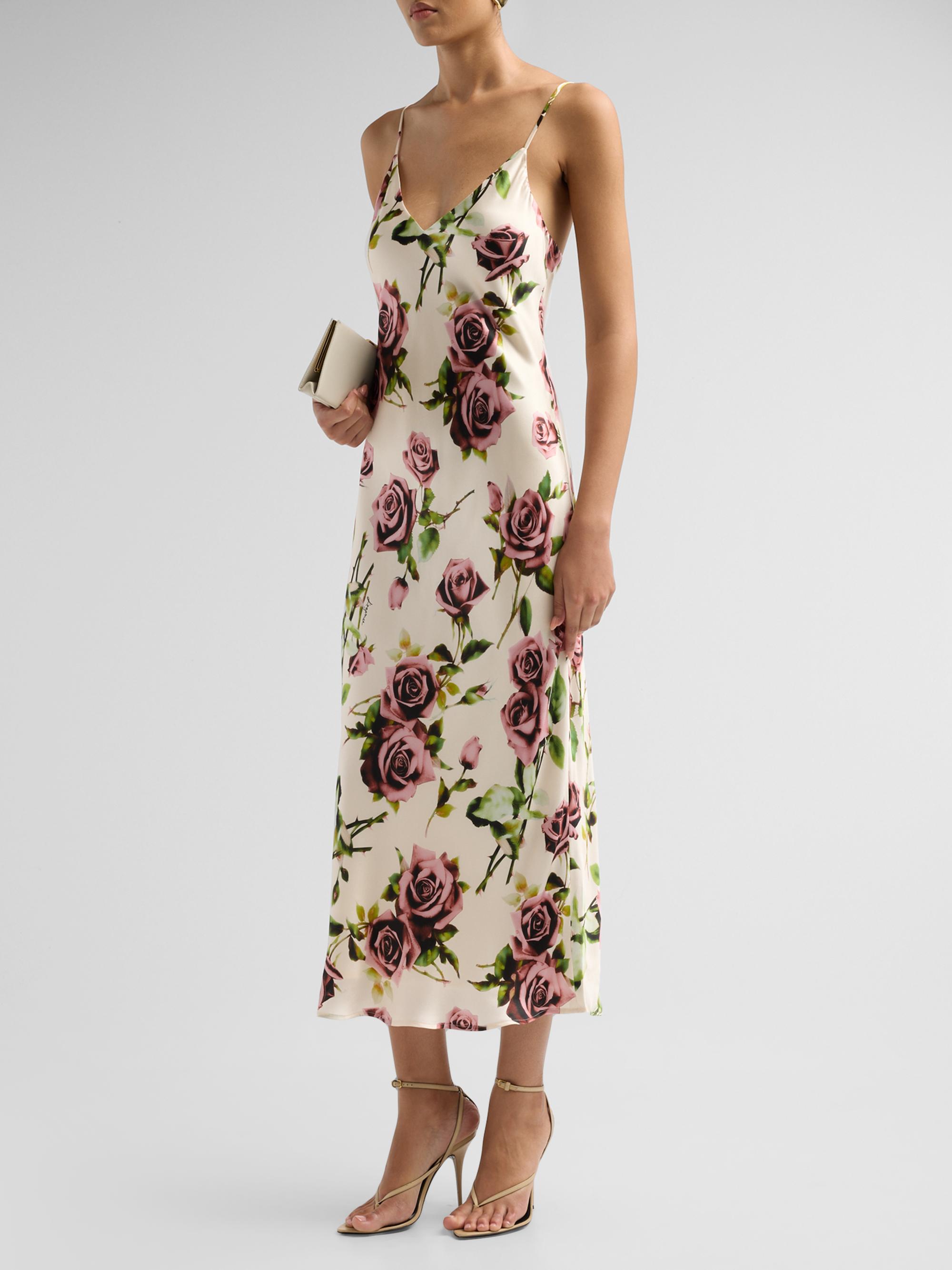 L'AGENCE Women's Seridie Floral Silk Slip Dress - Ecru Romantic Rose | Thumbnail 4
