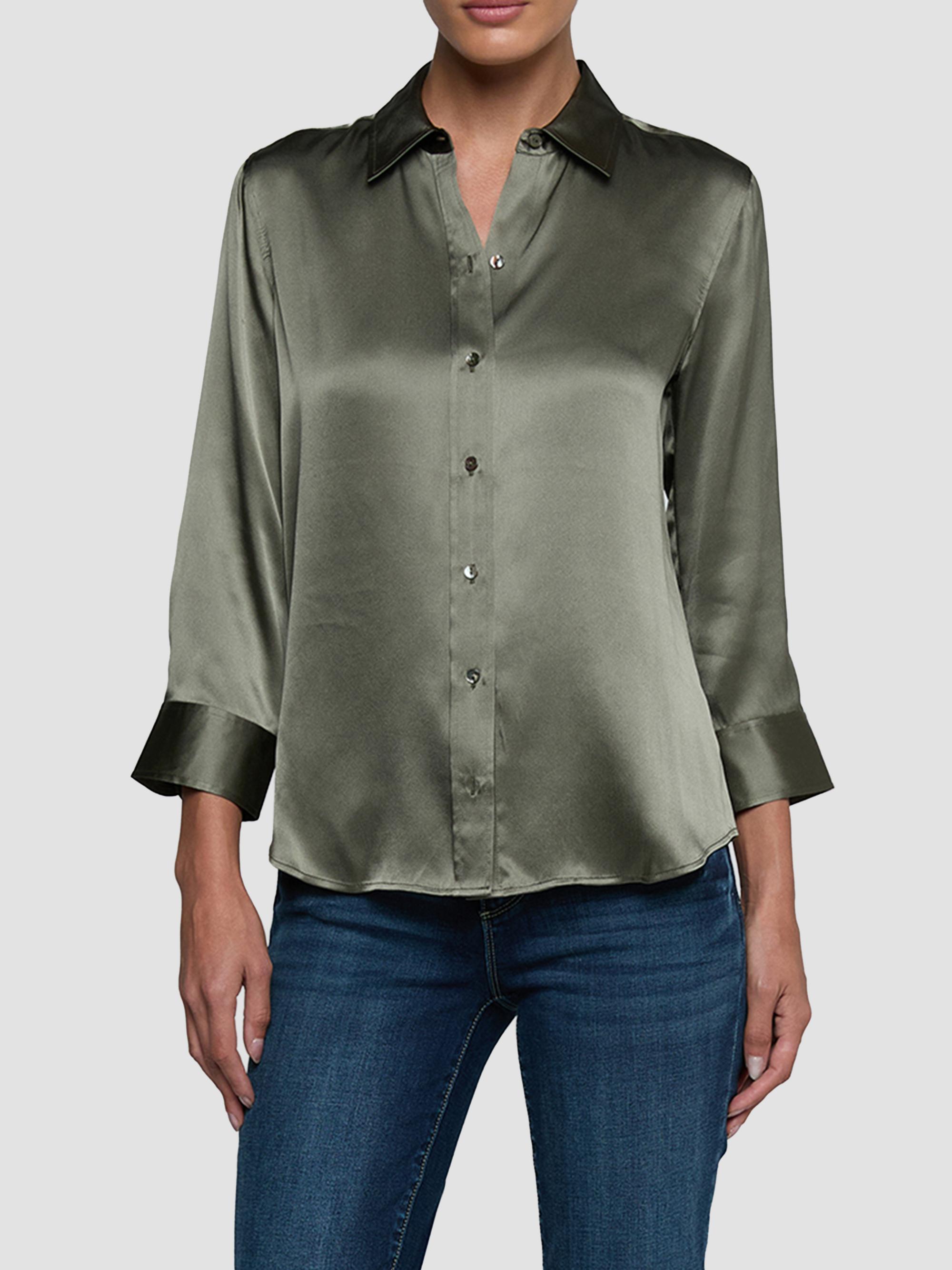 L'AGENCE Women's Dani Silk Three-Quarter-Length Sleeve Blouse - Smokey Olive