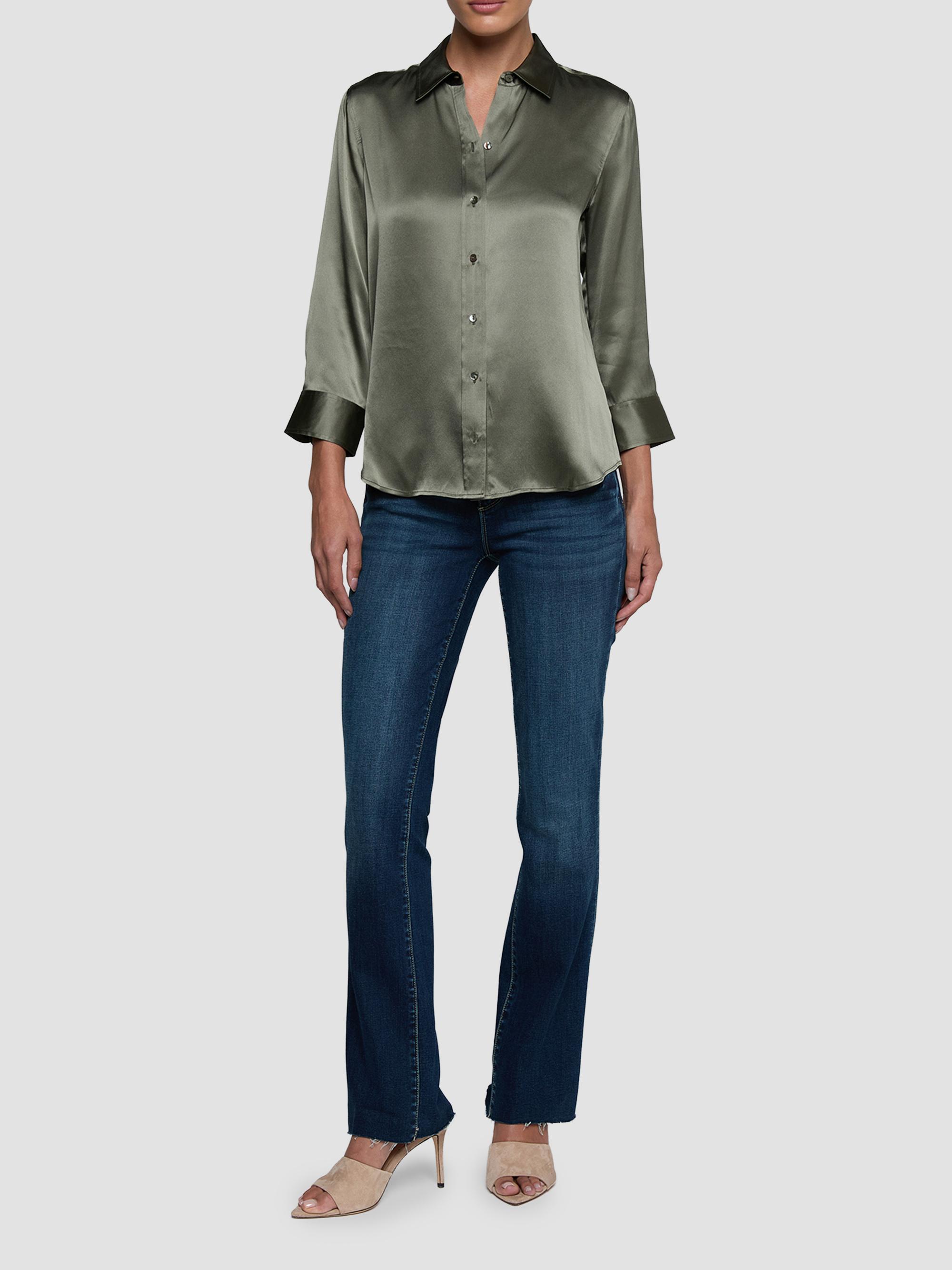 L'AGENCE Women's Dani Silk Three-Quarter-Length Sleeve Blouse - Smokey Olive | Thumbnail 2