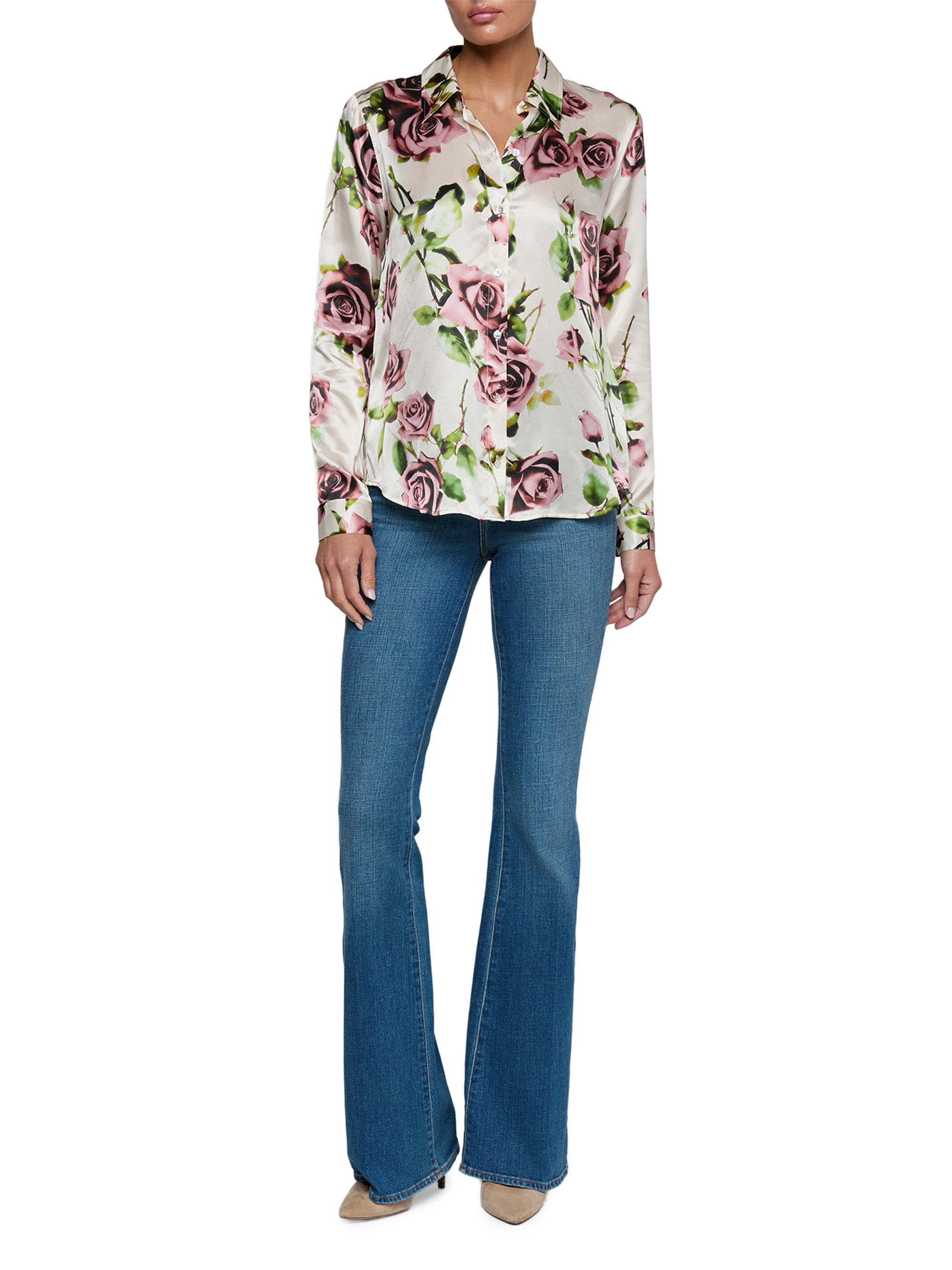 L'AGENCE Women's Tyler Floral Silk Shirt - Ecru Romantic Rose | Thumbnail 2