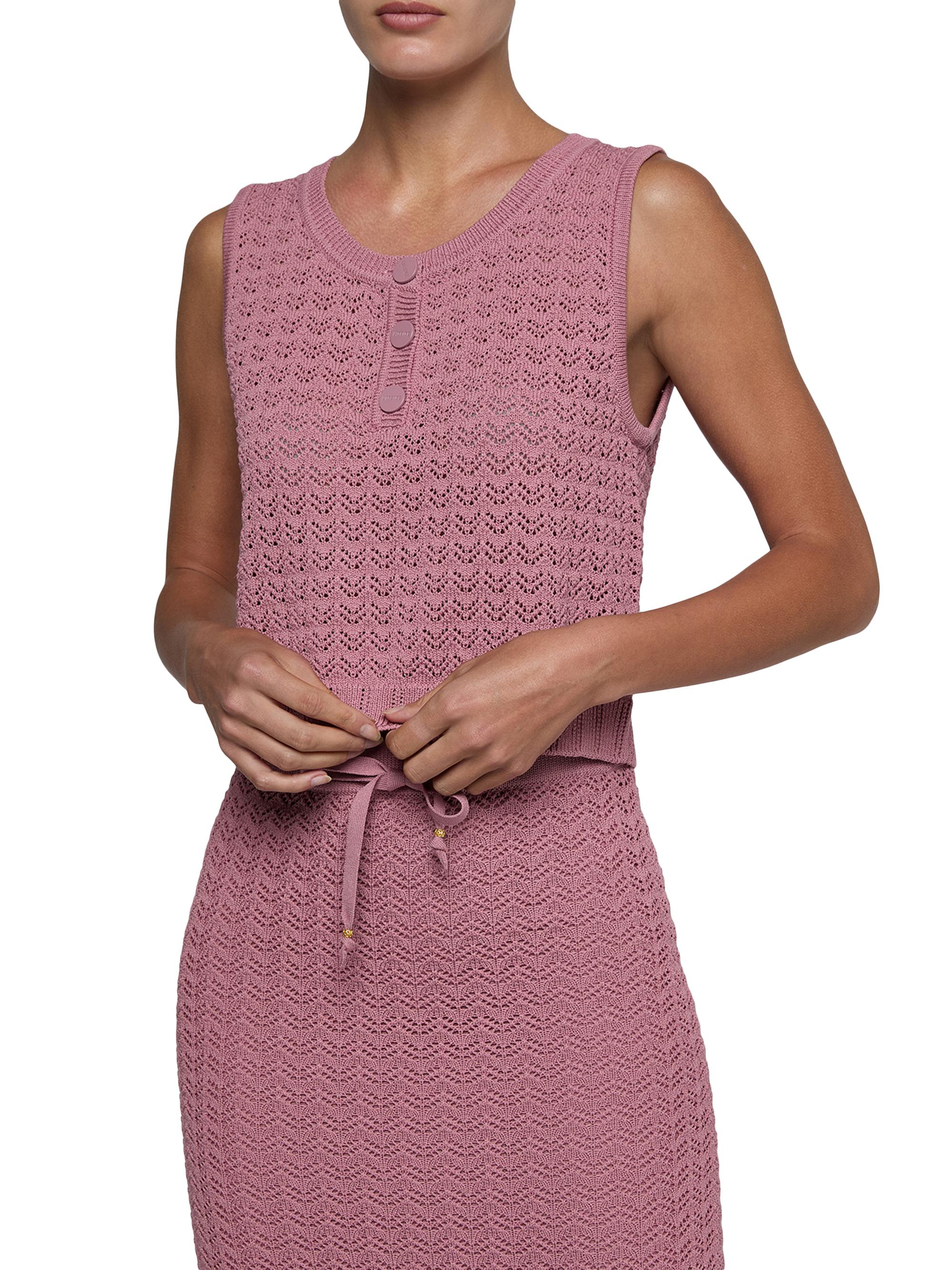 L'AGENCE Women's Carven Pointelle-Knit Tank - Lilas | Thumbnail 3