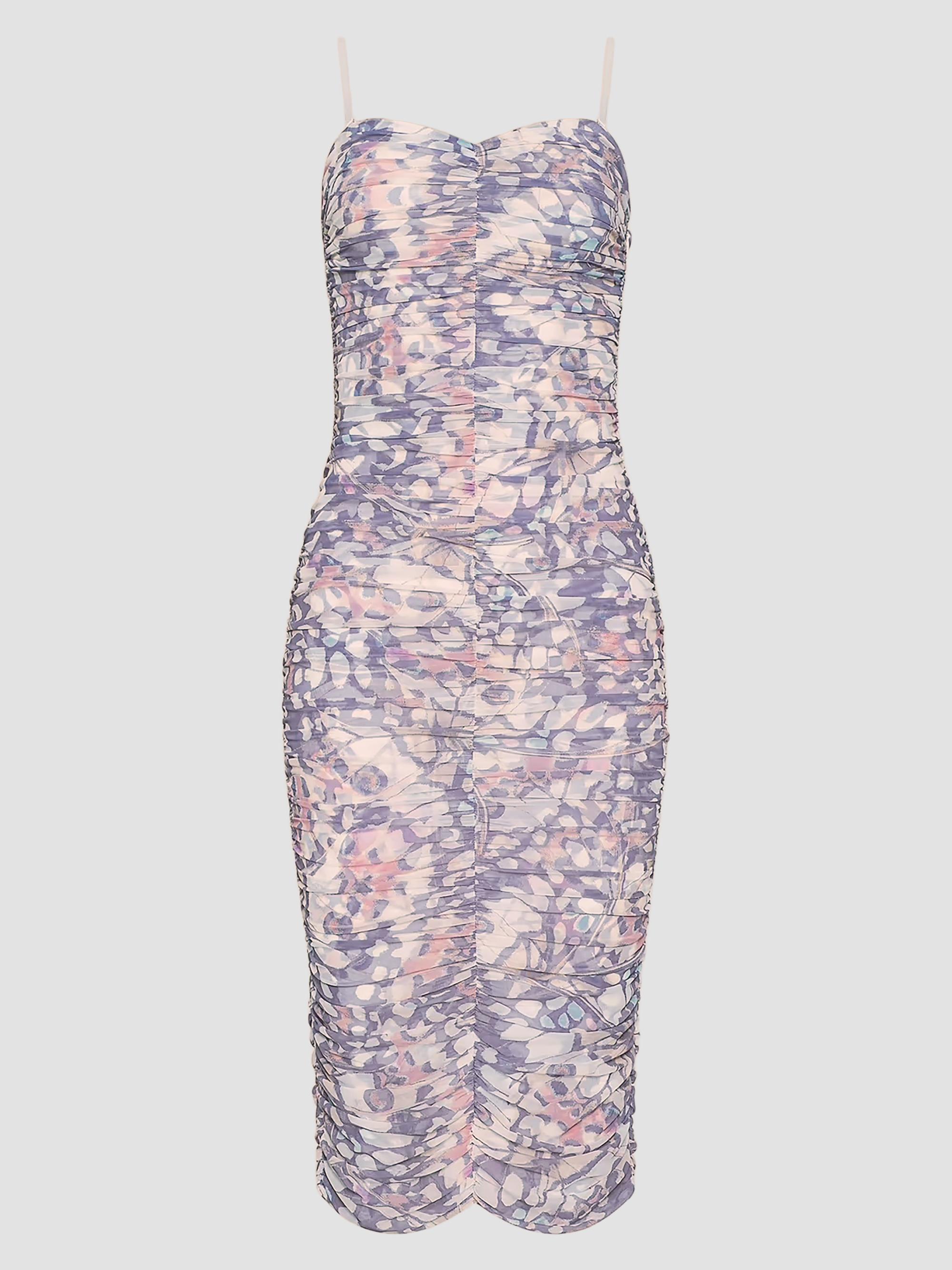 L'AGENCE Women's Caprice Butterfly Wing-Print Ruched Midi Dress - Multi Butterfly Wing | Thumbnail 6