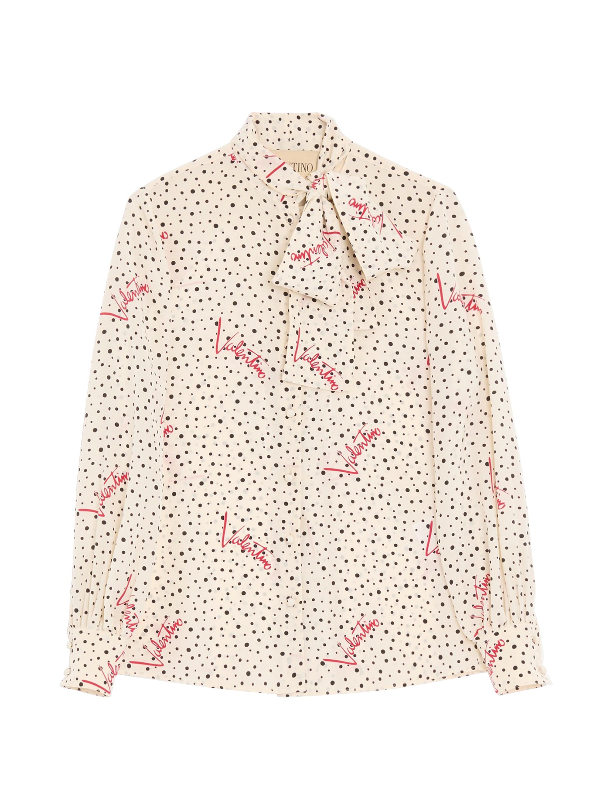 Valentino Garavani Women's Plus De Pois Crepe De Chine Bubble Shirt - Vanilla Multicolor