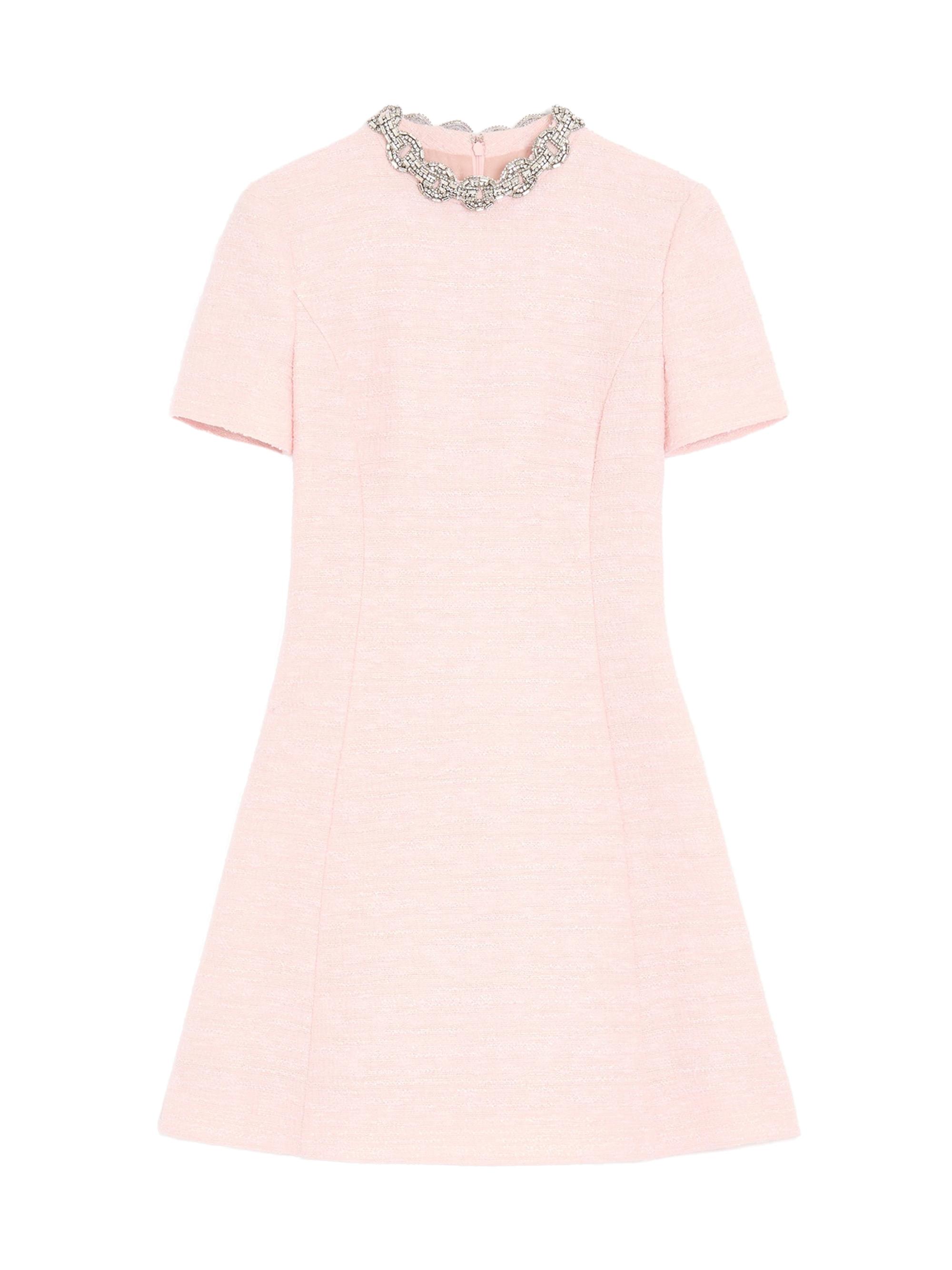 Valentino Garavani Women's Embroidered Crinkle Cotton Tweed Short Dress - Pink
