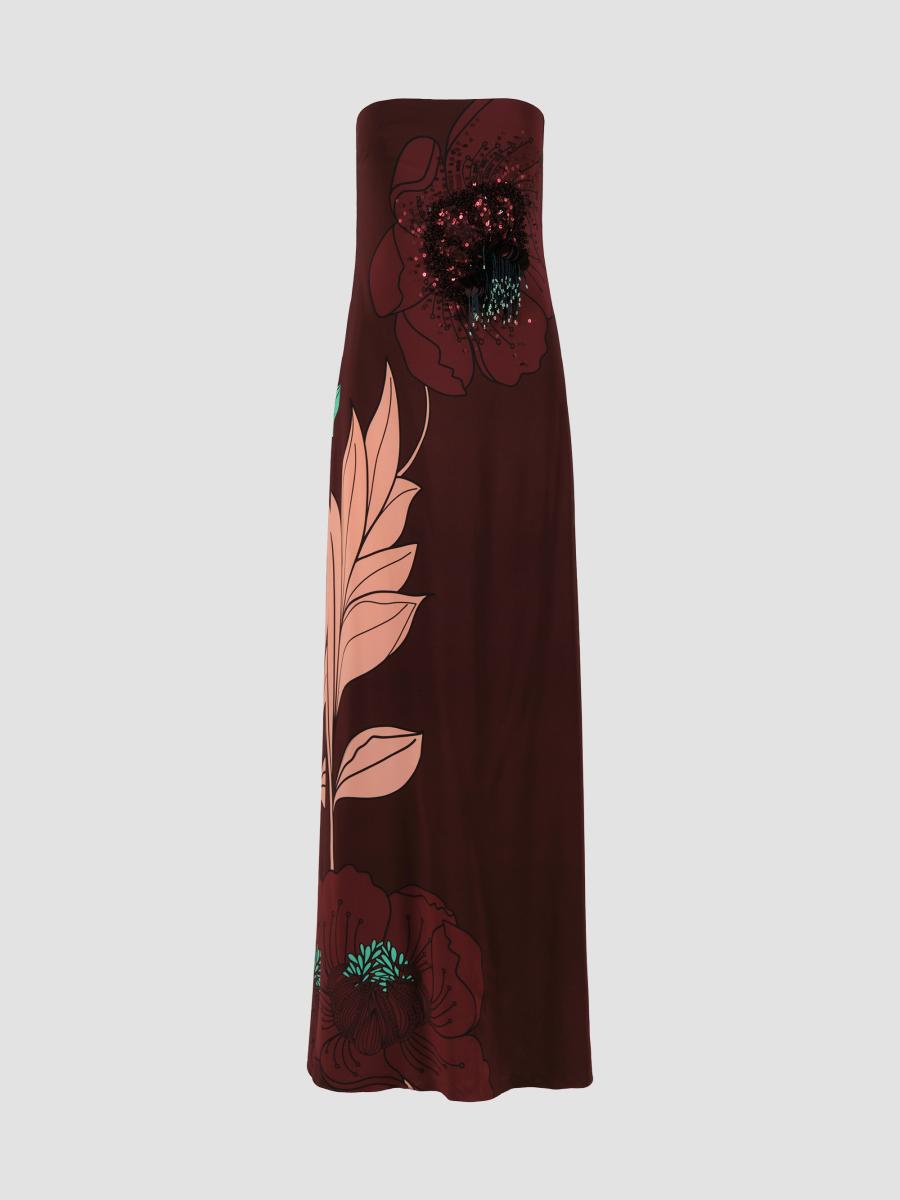 Johanna Ortiz Women's Petals Sequined Silk Maxi Dress In Wine