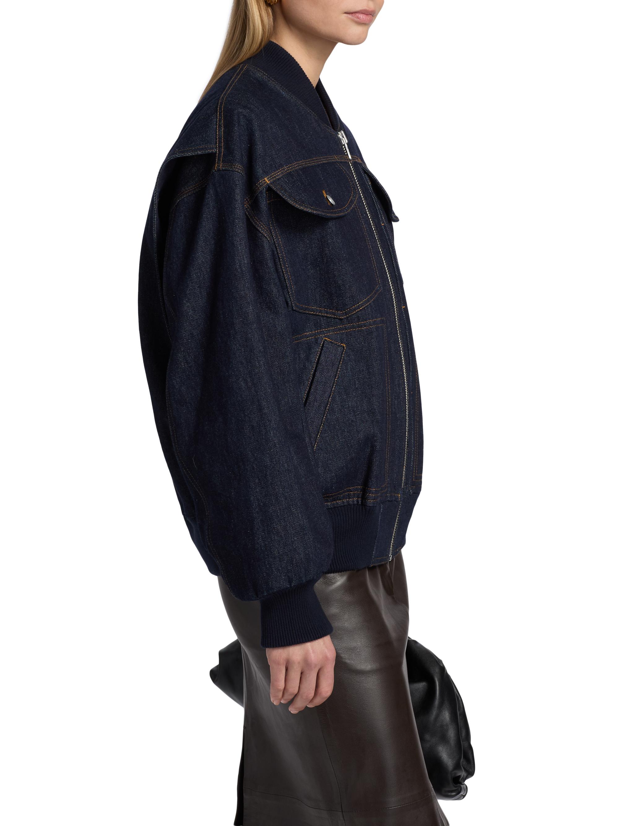 Co Women's Denim tton Bomber Jacket - Indigo | Thumbnail 4
