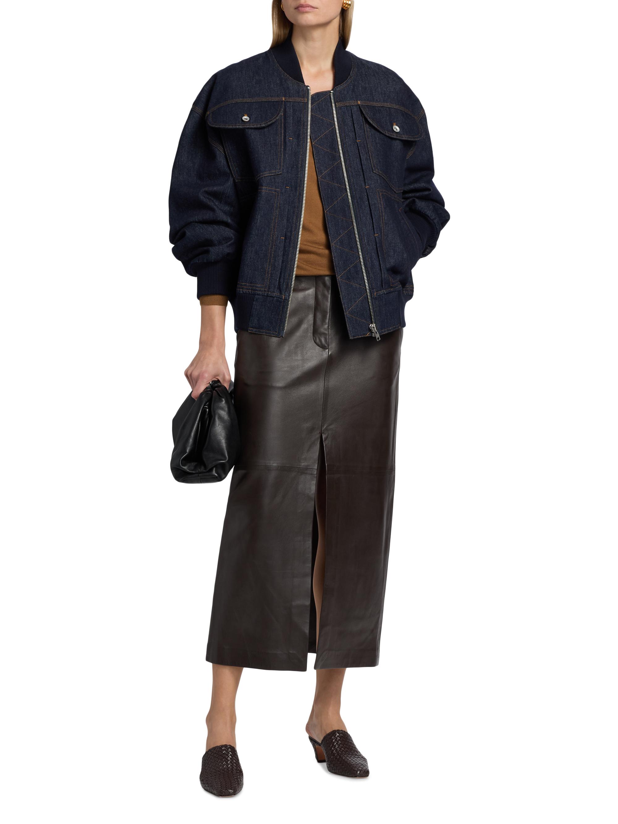 Co Women's Denim tton Bomber Jacket - Indigo | Thumbnail 2