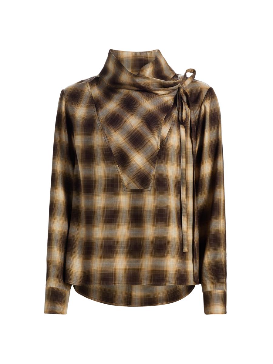 Co Women's Plaid Workwear Shirt In Brown Multi