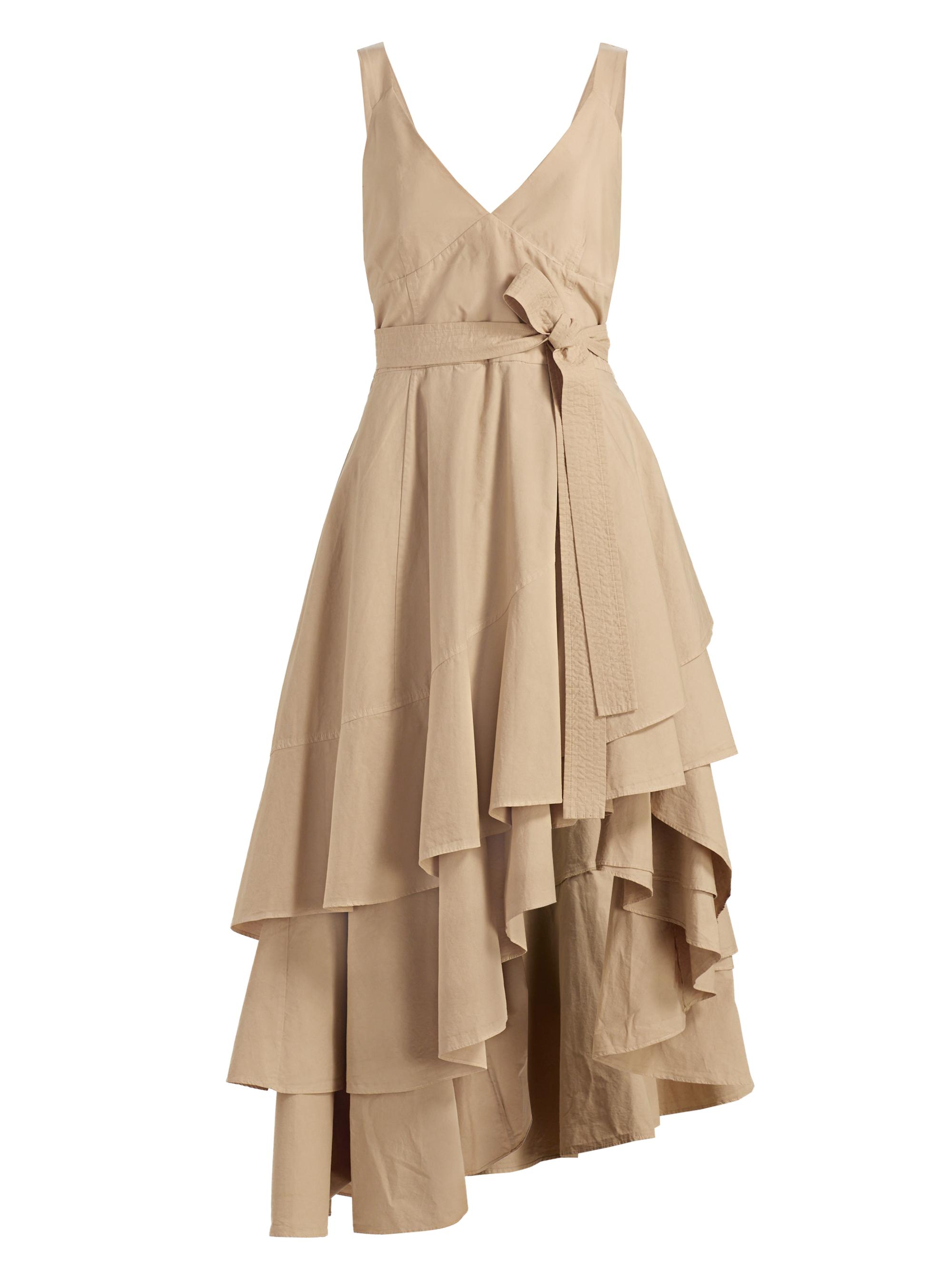 Co Women's Tank tton Ruffle Midi-Dress - Khaki