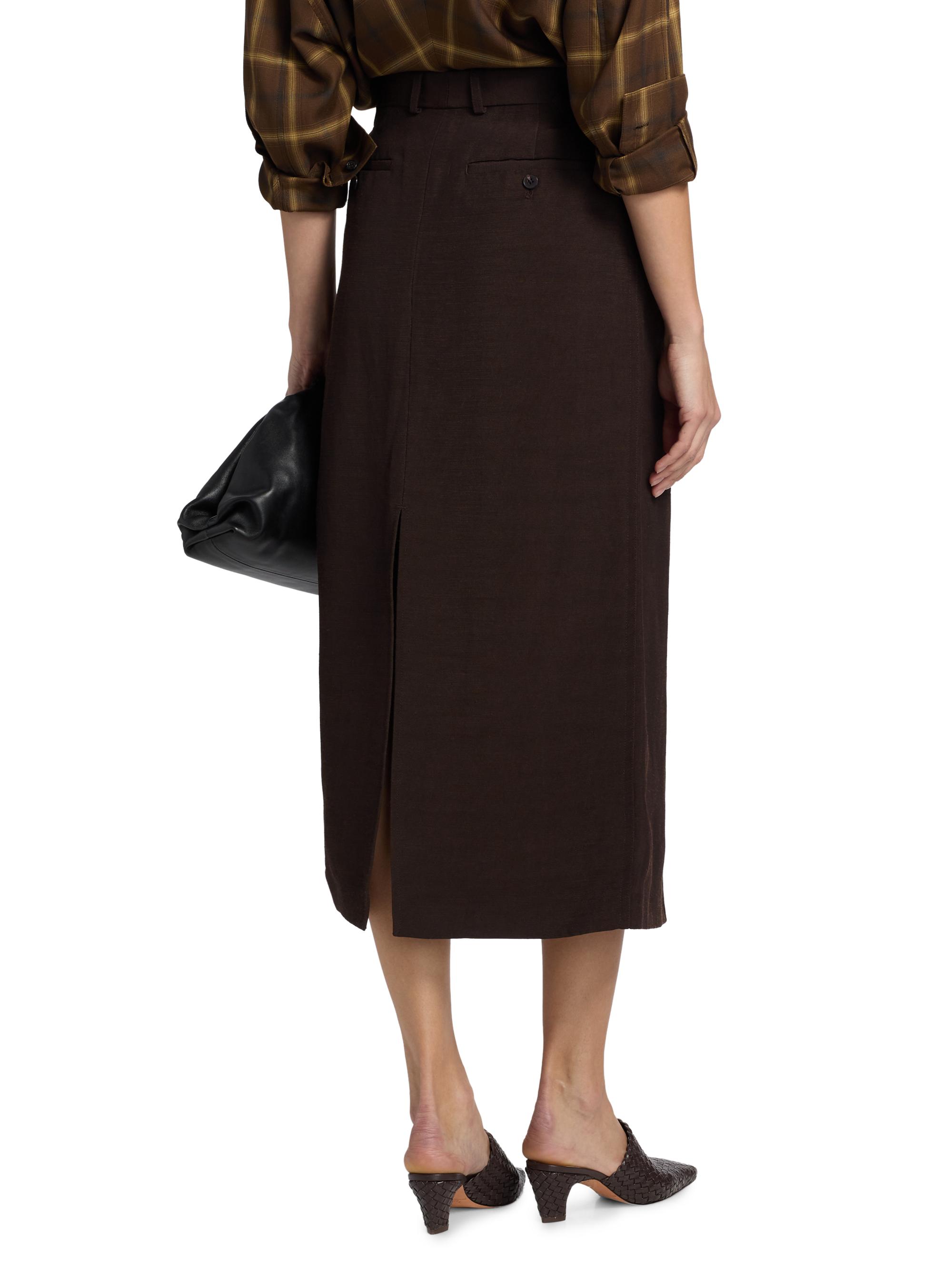 Co Women's Tailored Linen-Blend Pencil Skirt - Chocolate | Thumbnail 5
