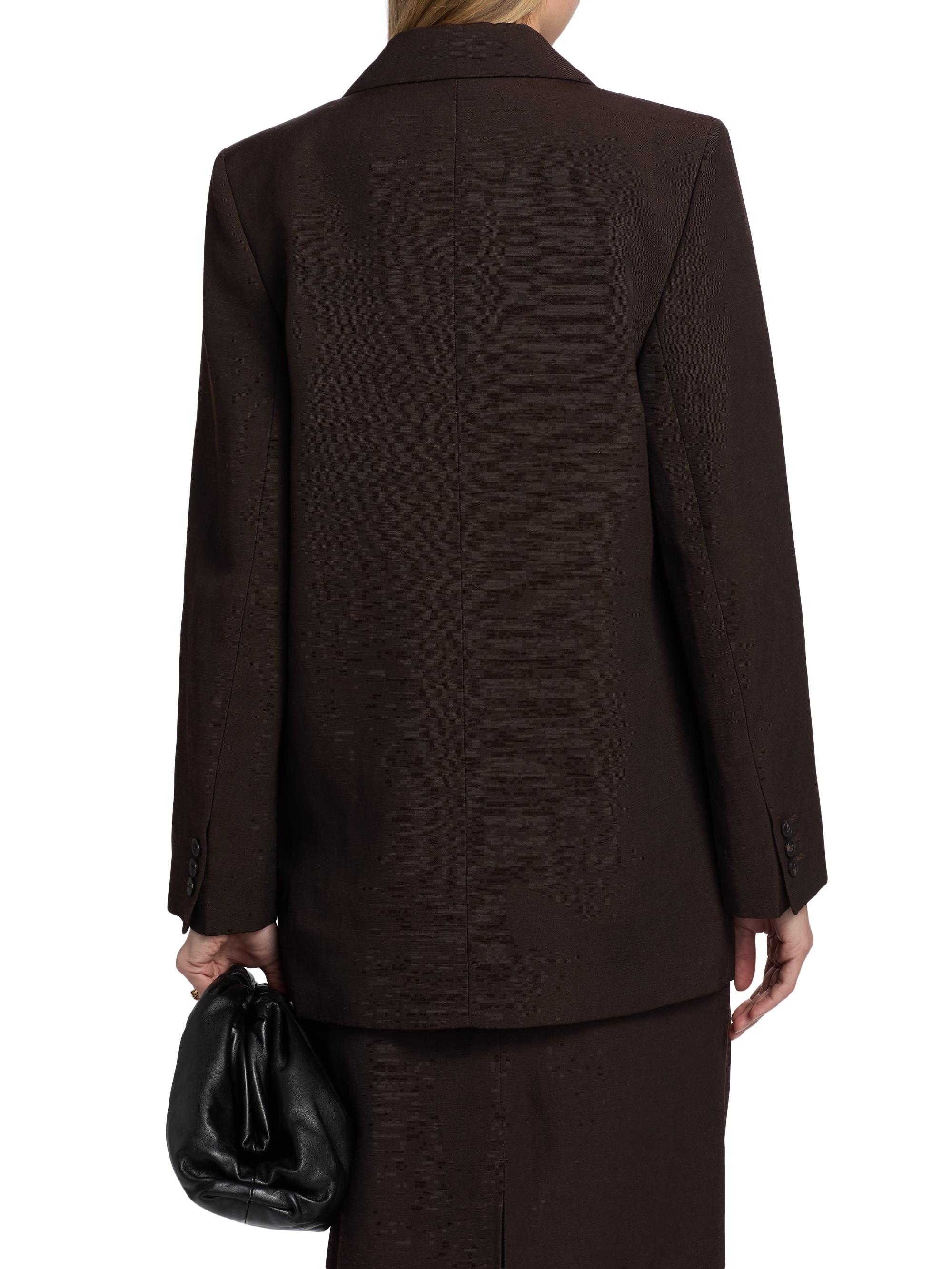 Co Women's Mens-Fit Linen-Blend Blazer - Chocolate | Thumbnail 5