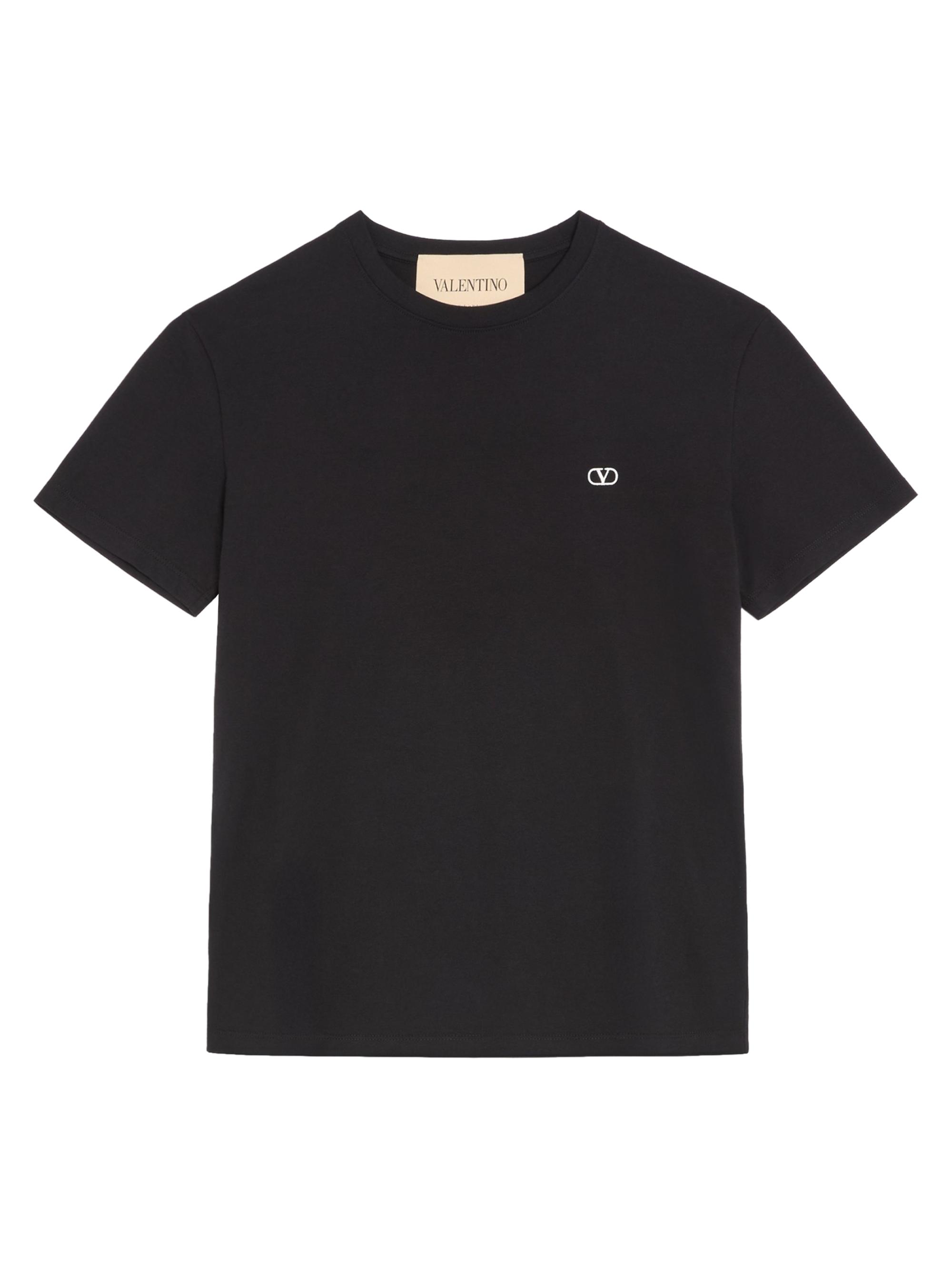 Valentino Garavani Men's Cotton T-Shirt with VLogo Embroidery - Navy