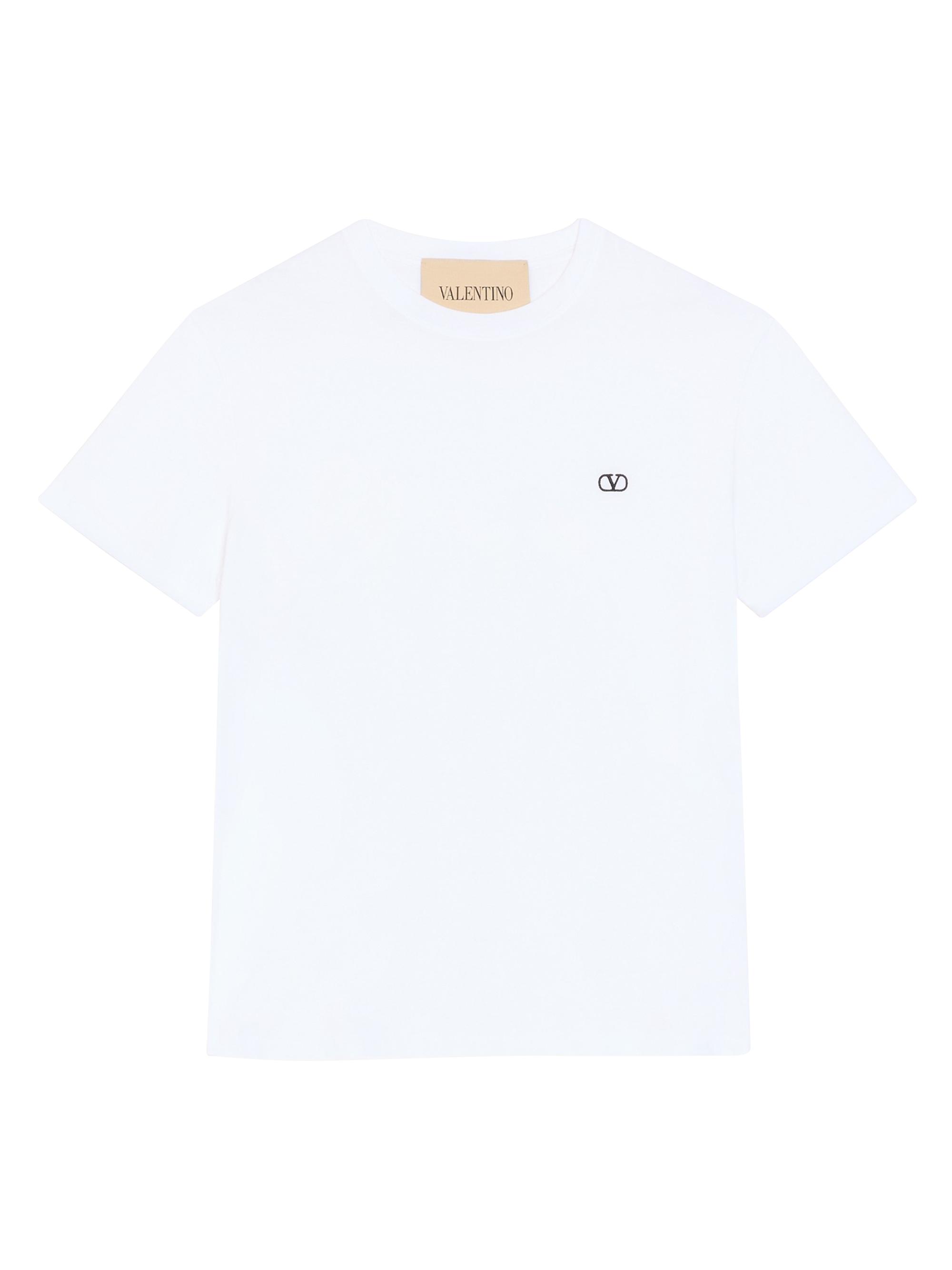 Valentino Garavani Men's Cotton T-Shirt with VLogo Embroidery - White