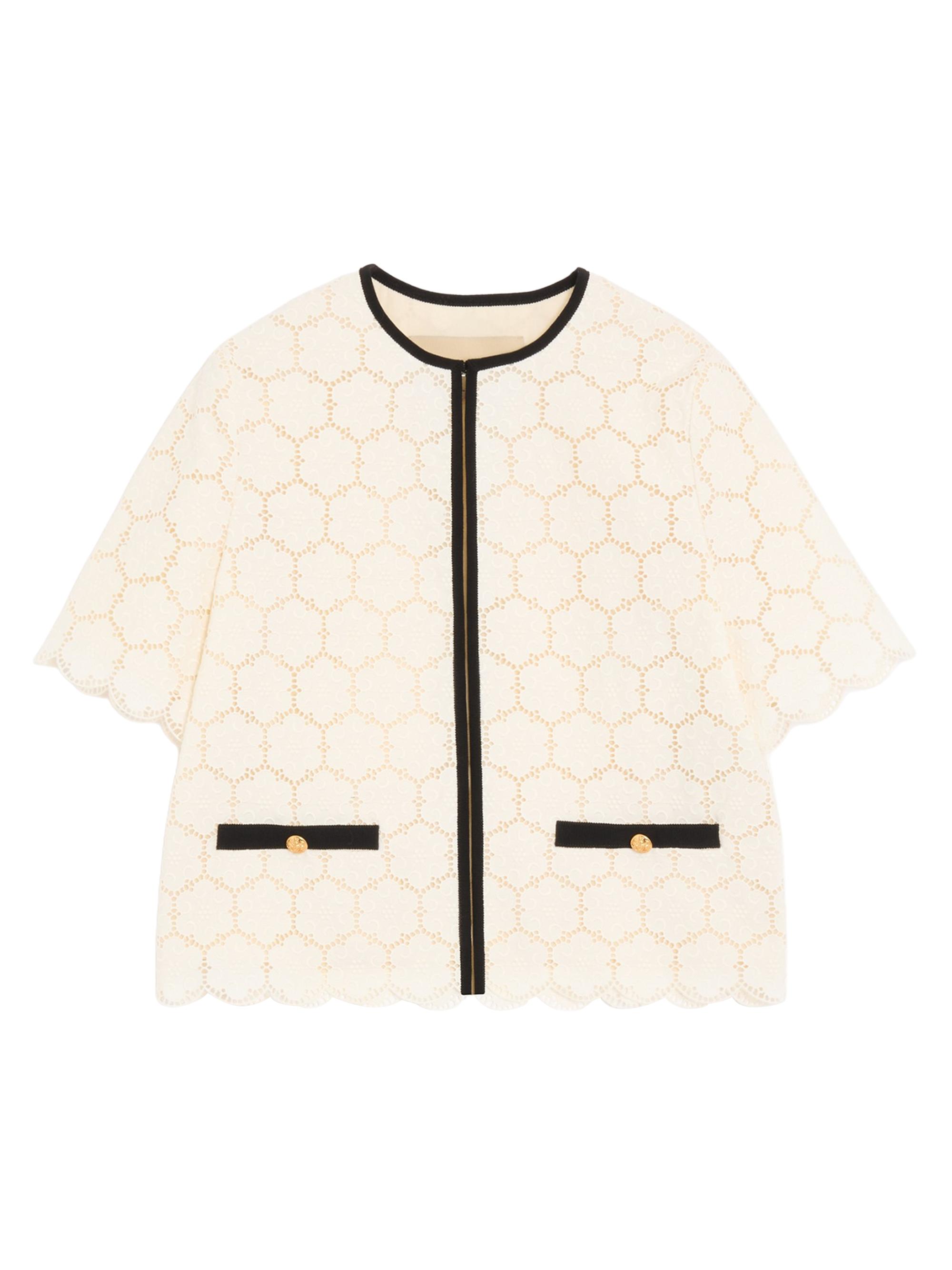 Valentino Garavani Women's Jacket in Fleurs Cotton - Latte Black