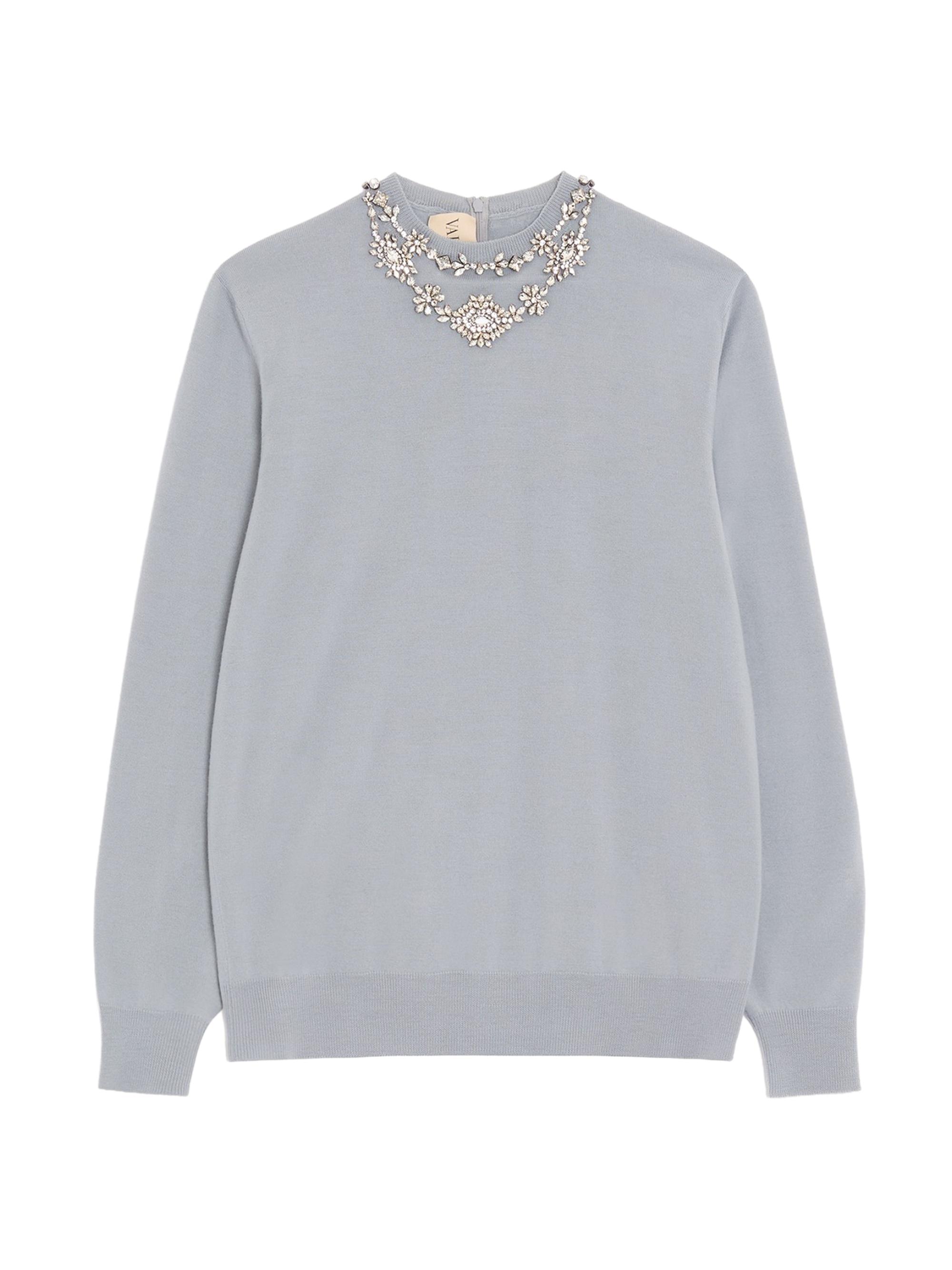 Valentino Garavani Women's Embroidered Wool Sweater - Grey