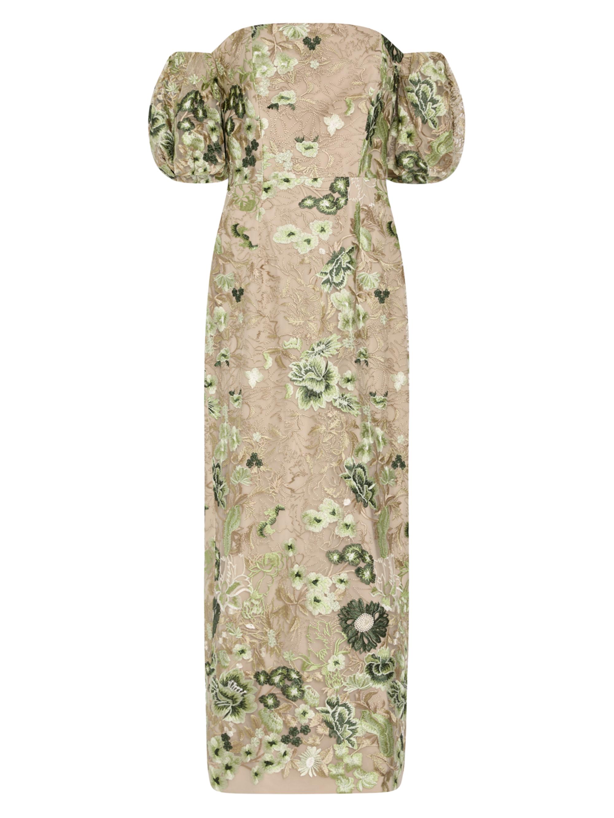 milly kait floral embroidered dress Kait Floral Sequins Dress in White Multi main image 1