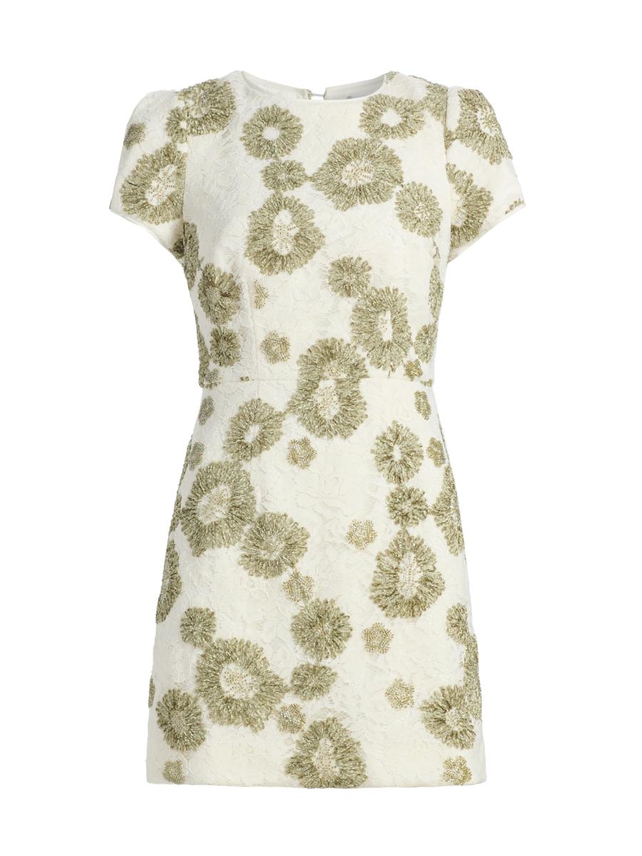Milly Women's Daisy Beaded Embroidered Minidress In White Green