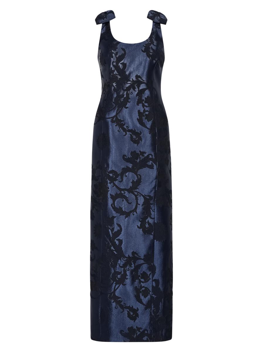 Milly Women's Kaelynn Floral Jacquard Dress In Navy