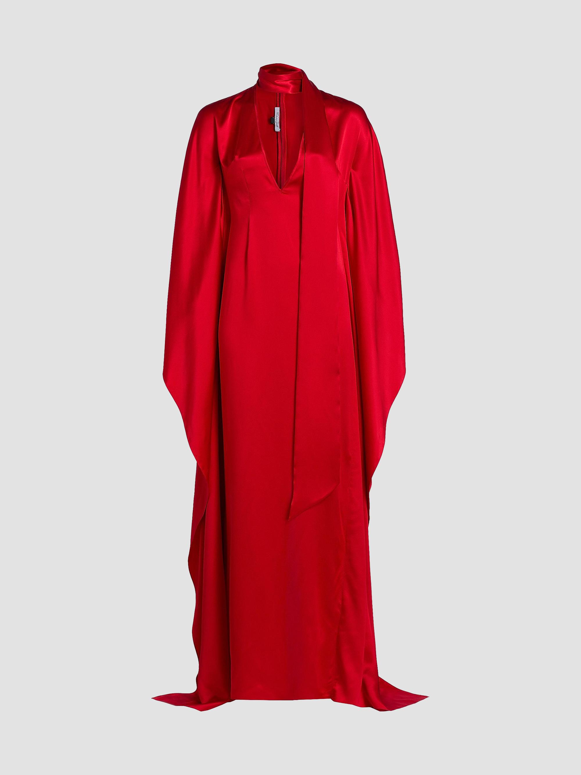 LaQuan Smith Women's Satin Caftan-Sleeve Gown - Red - Women's Clothing
