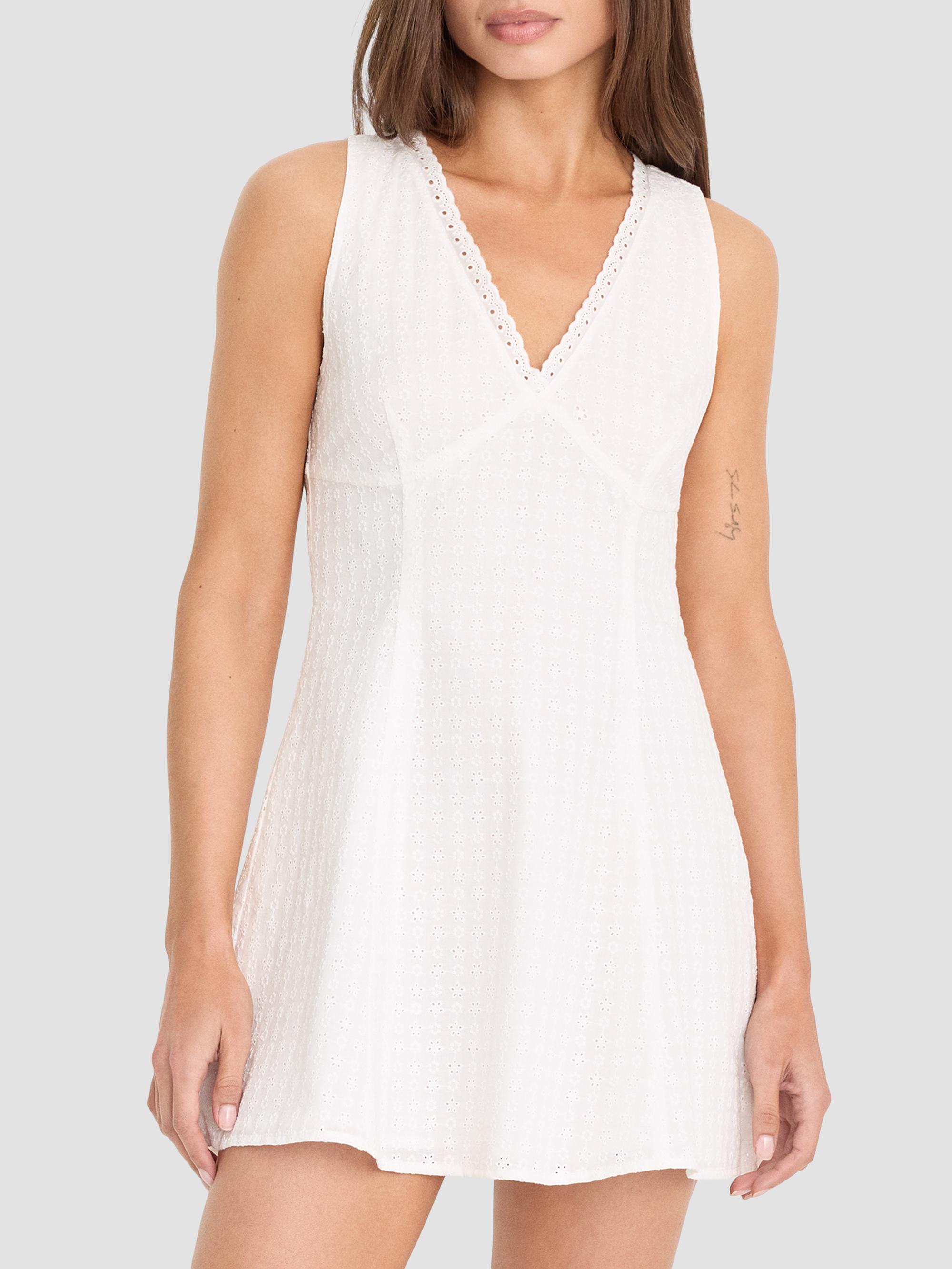 Good American Women's The Eyelet Cotton Mini Dress - White
