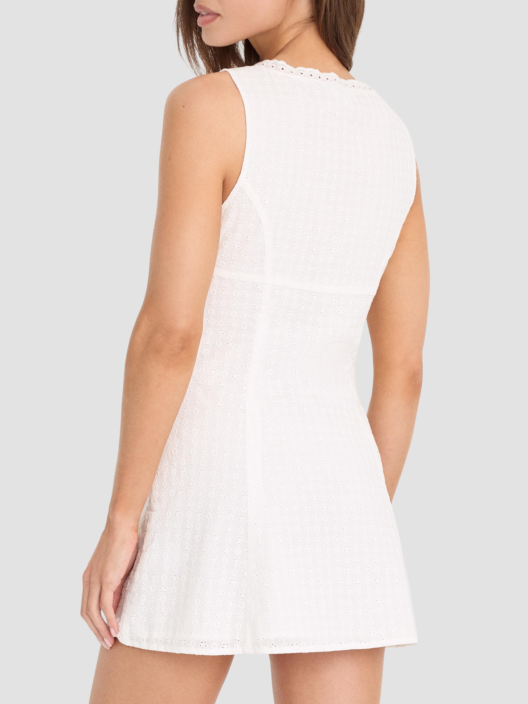 Good American Women's The Eyelet Cotton Mini Dress - White | Thumbnail 2