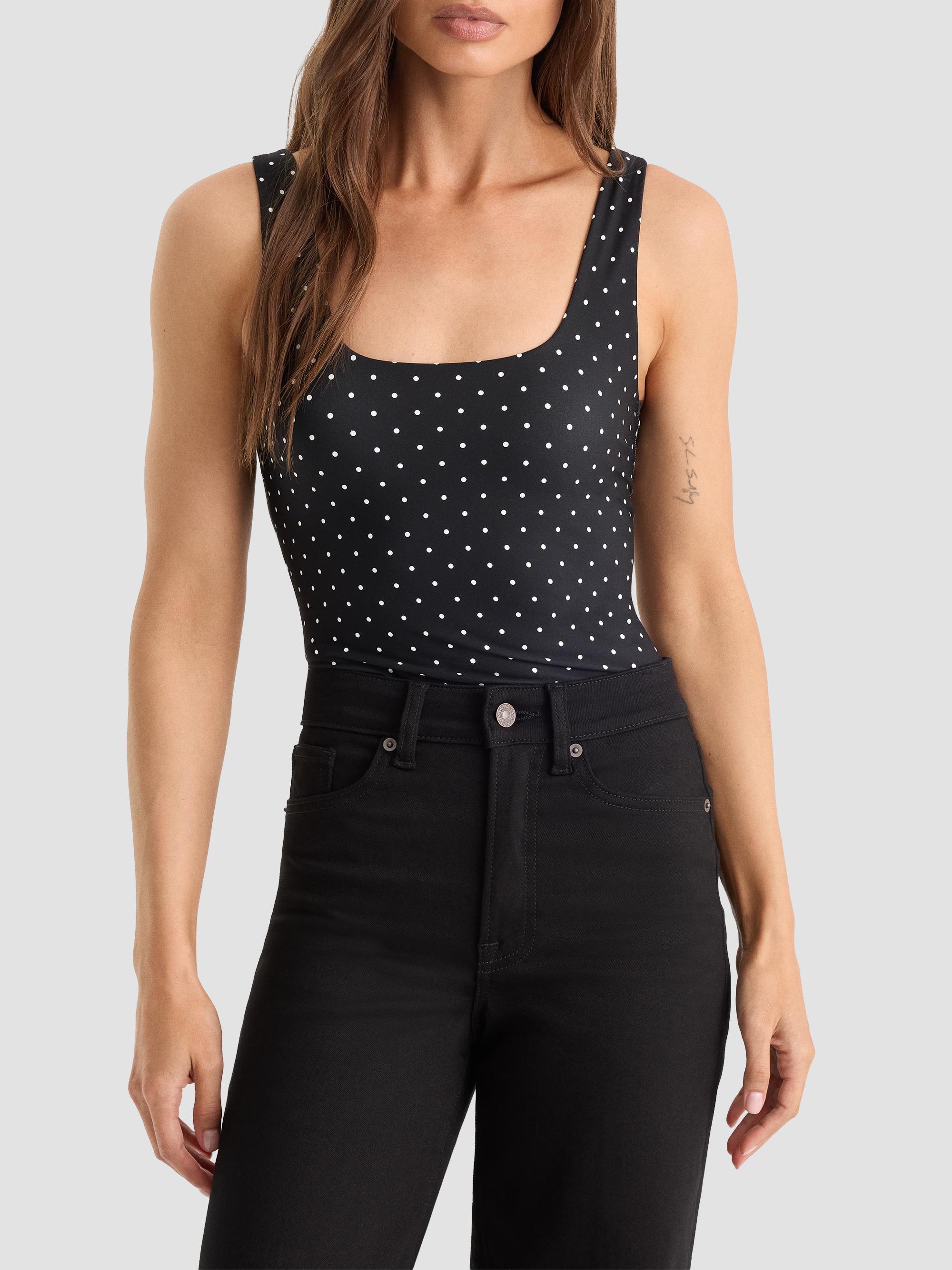 Good American Women's The Weightless Sculpting Modern Tank Bodysuit - Mini Dot Black | Thumbnail 4
