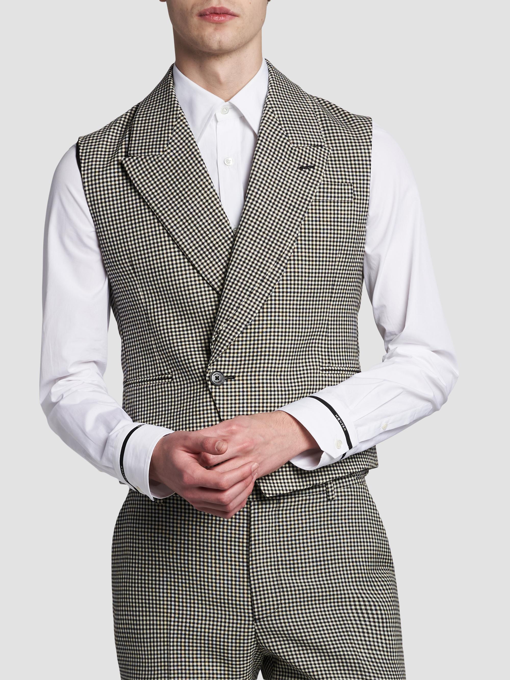 McQueen Men's Gingham Wool Vest - Black | Thumbnail 3
