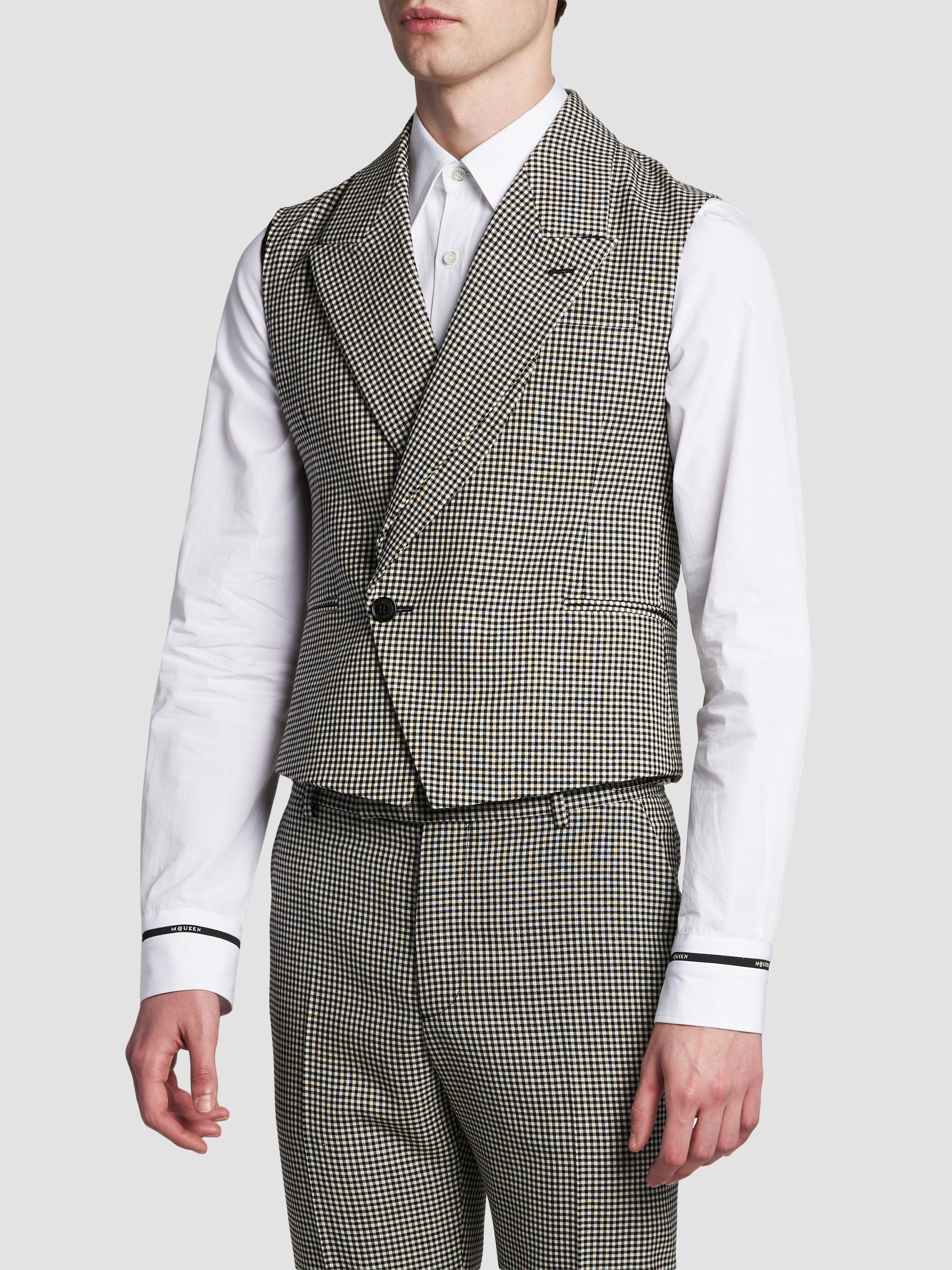 McQueen Men's Gingham Wool Vest - Black | Thumbnail 4